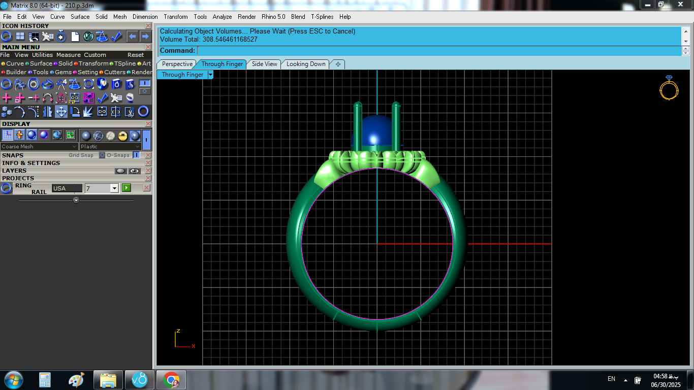 Engagement ring with opal and flower 3D print model_7