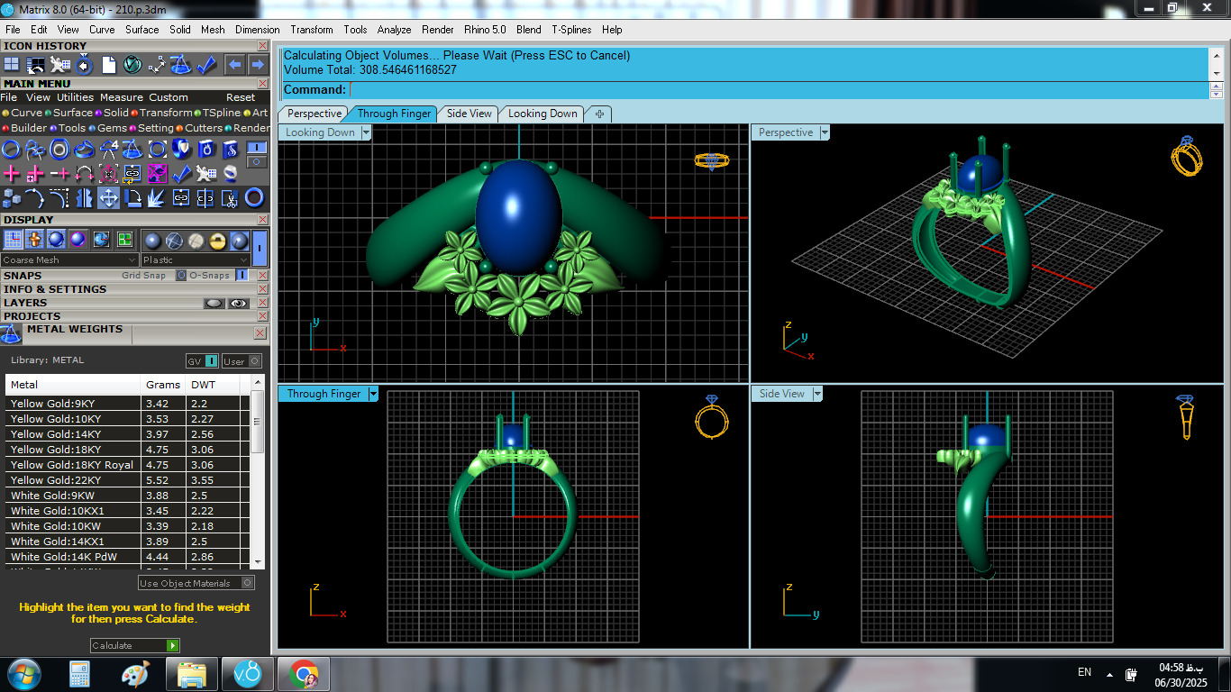 Engagement ring with opal and flower 3D print model_6