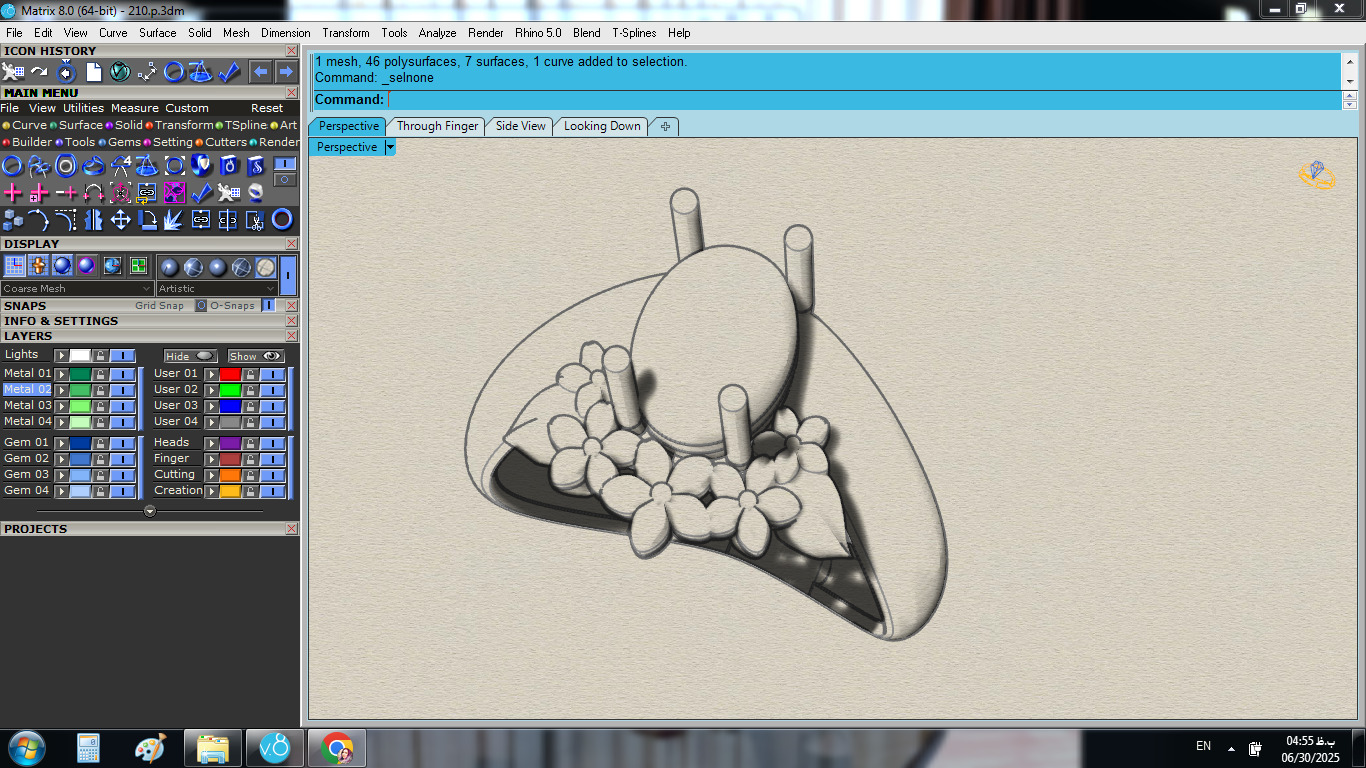 Engagement ring with opal and flower 3D print model_5