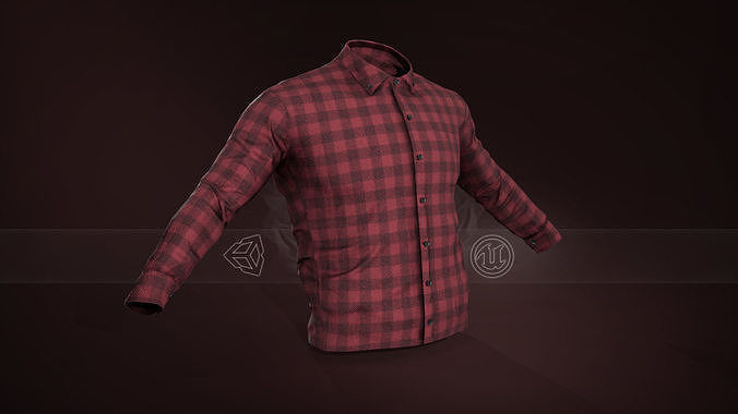 5 Flannel Button Up Shirt 3D Model Collection_10