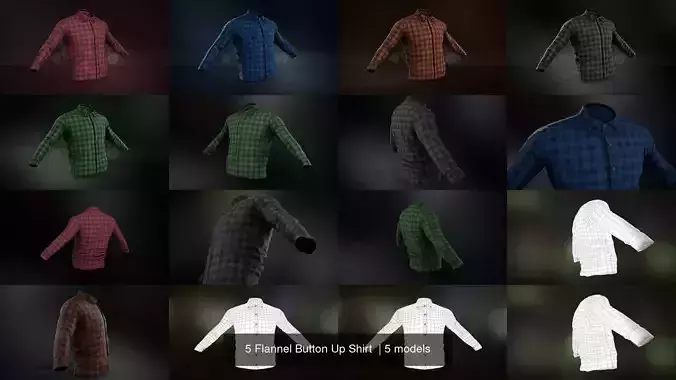 5 Flannel Button Up Shirt 