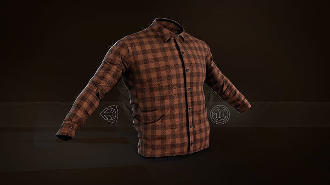 5 Flannel Button Up Shirt 3D Model Collection_6