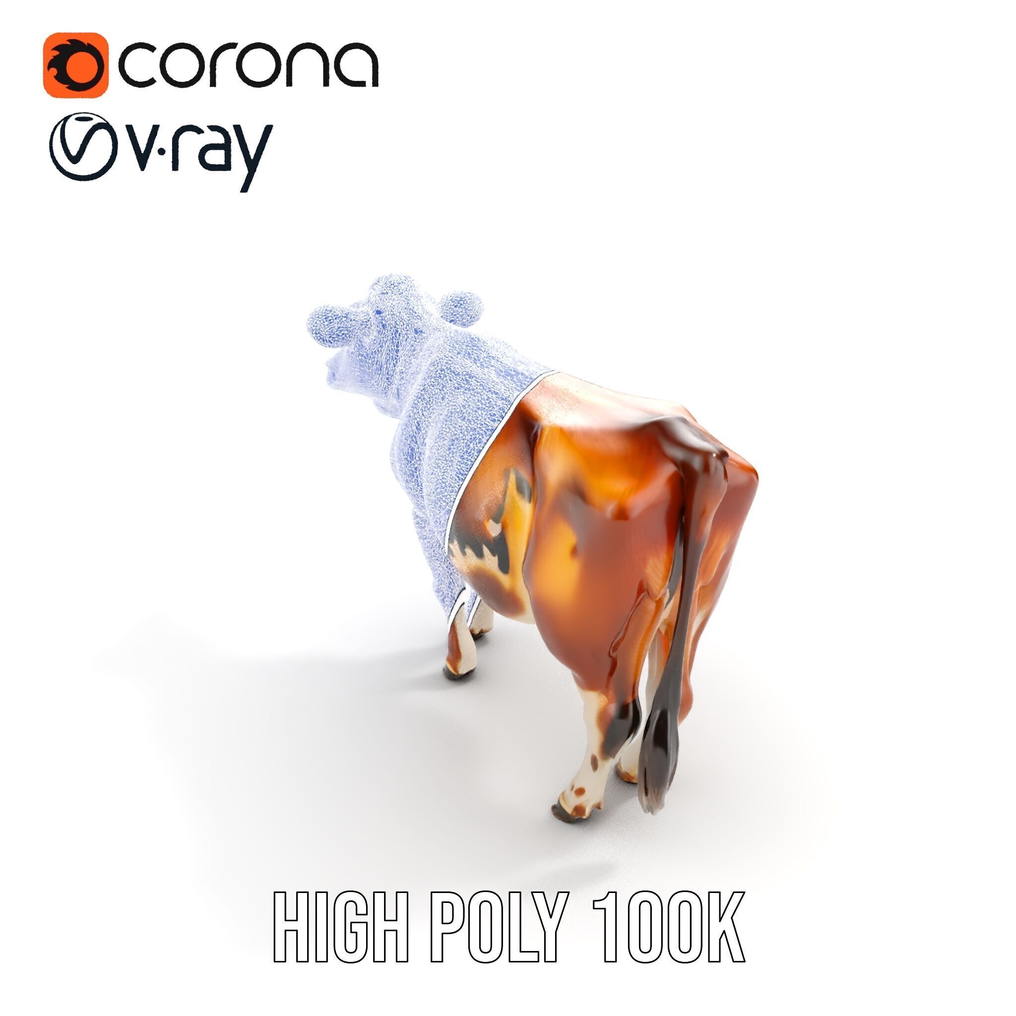 Realistic Cow Model Pack for Animation and Simulation Low-poly 3D model_32