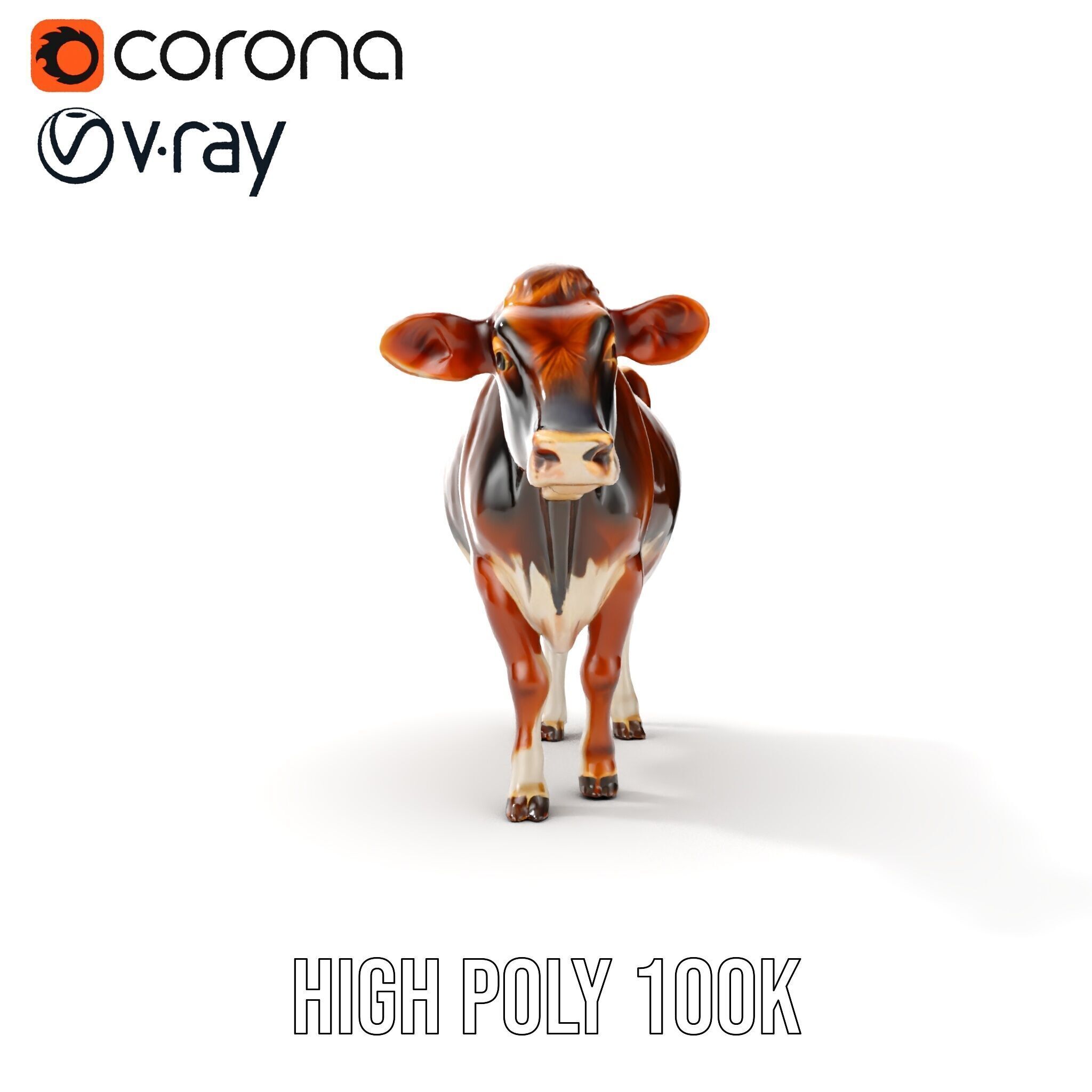 Realistic Cow Model Pack for Animation and Simulation Low-poly 3D model_24