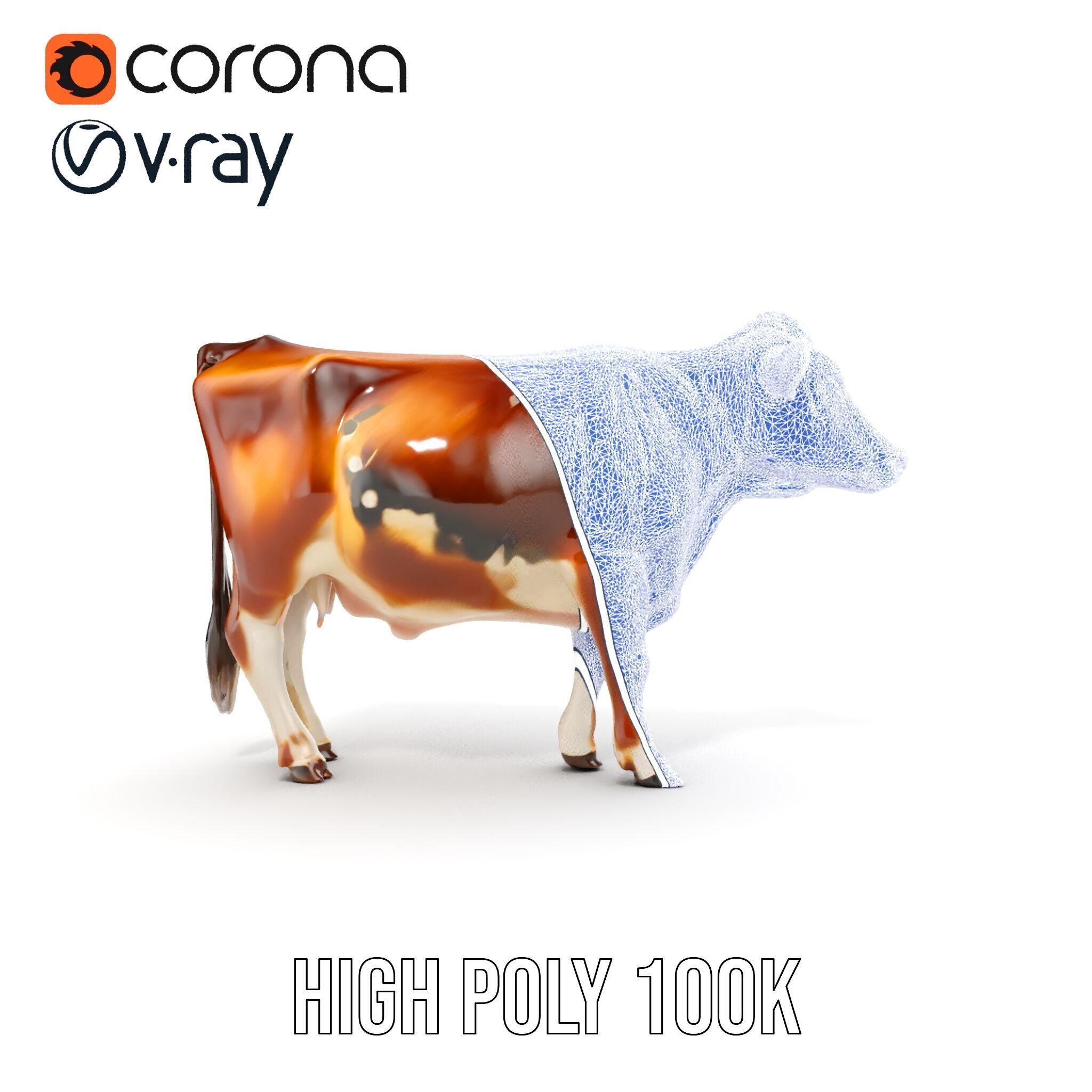 Realistic Cow Model Pack for Animation and Simulation Low-poly 3D model_25