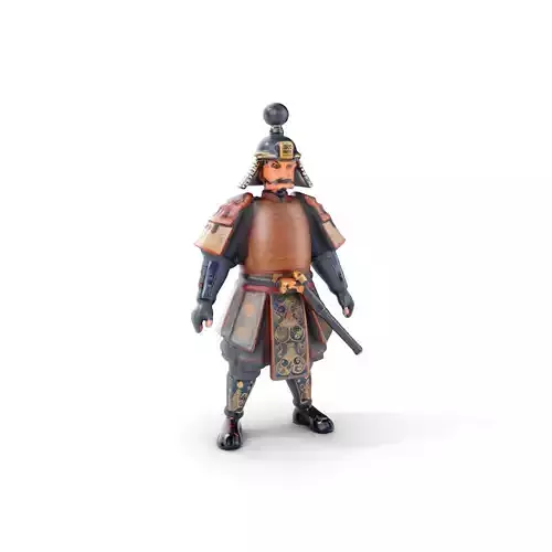 Samurai Warrior Rigged and Animated D Character Model Low-poly 3D model