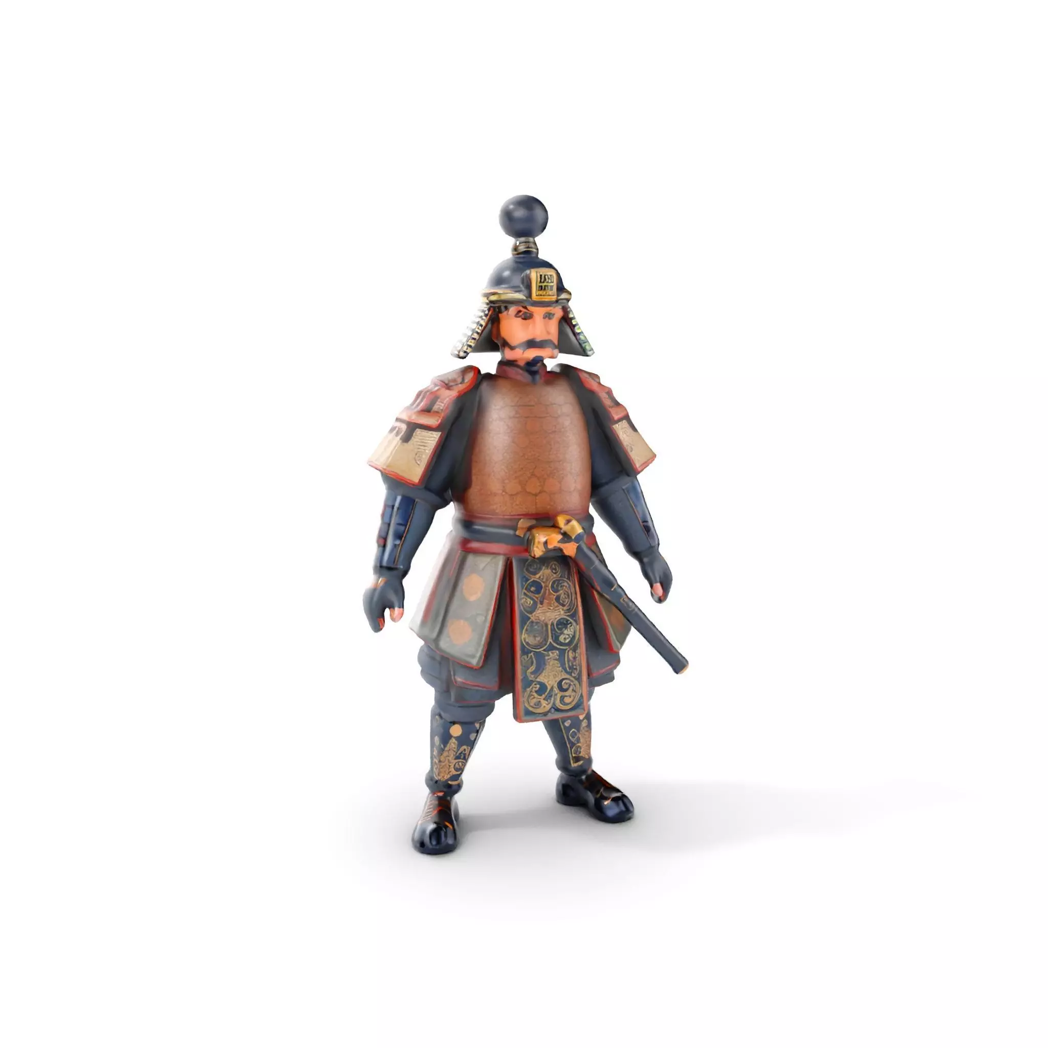 Samurai Warrior Rigged and Animated D Character Model Low-poly 3D model_0