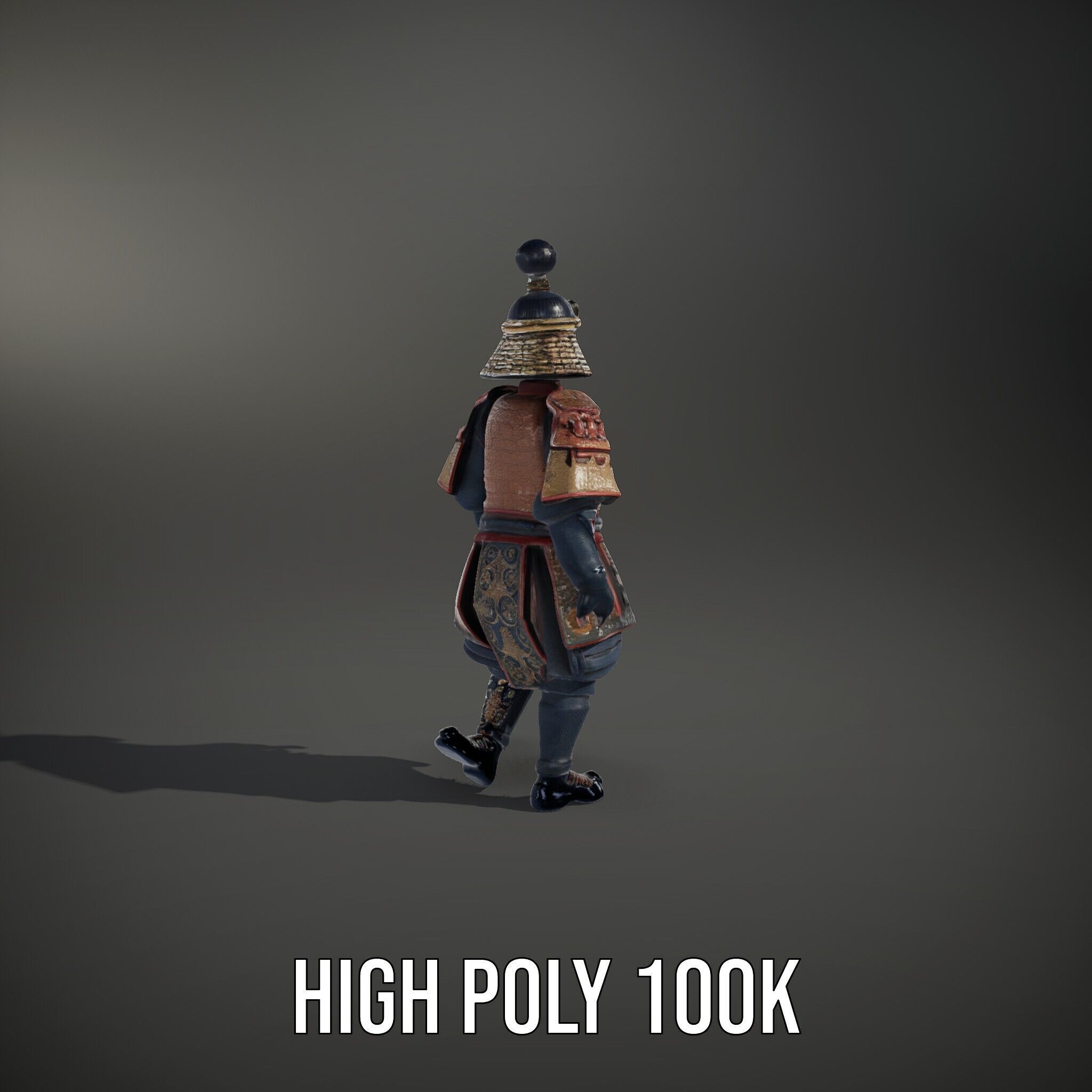 Samurai Warrior Rigged and Animated D Character Model Low-poly 3D model_11