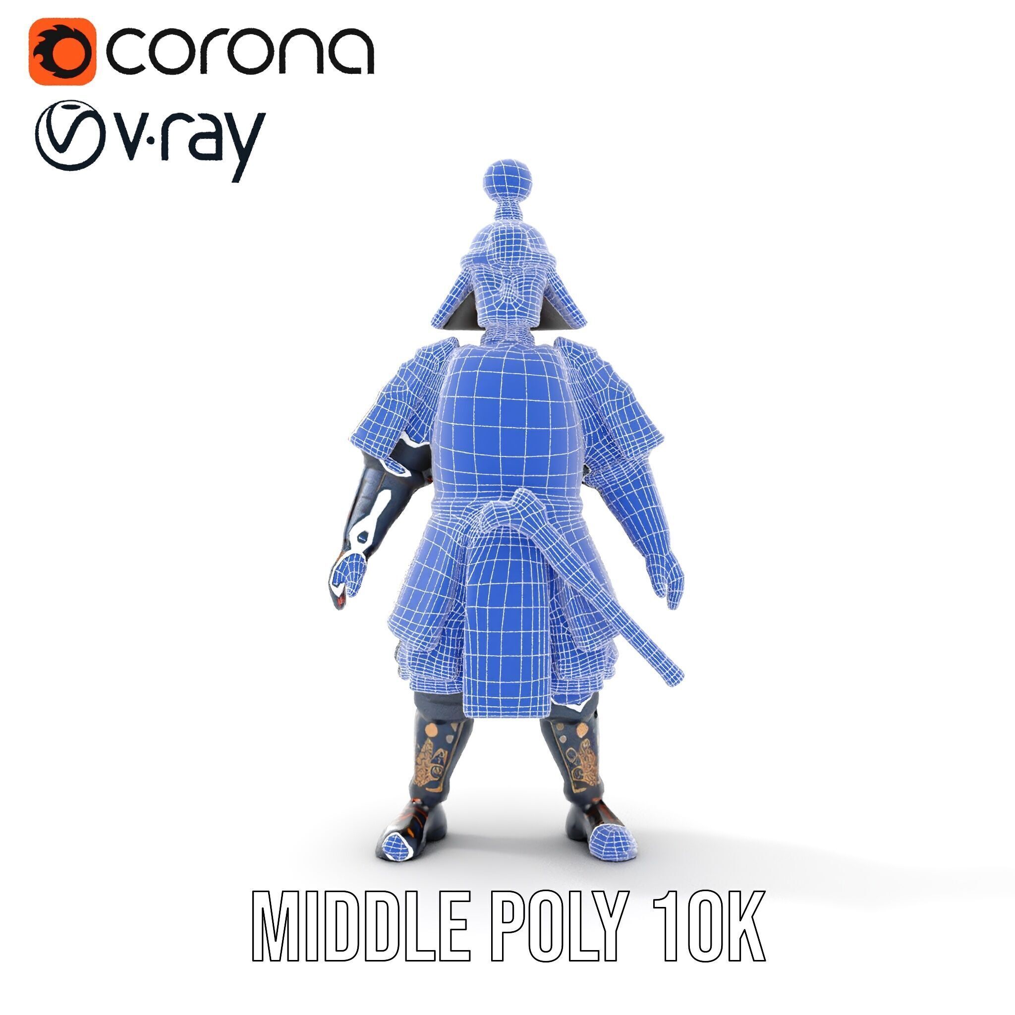 Samurai Warrior Rigged and Animated D Character Model Low-poly 3D model_37