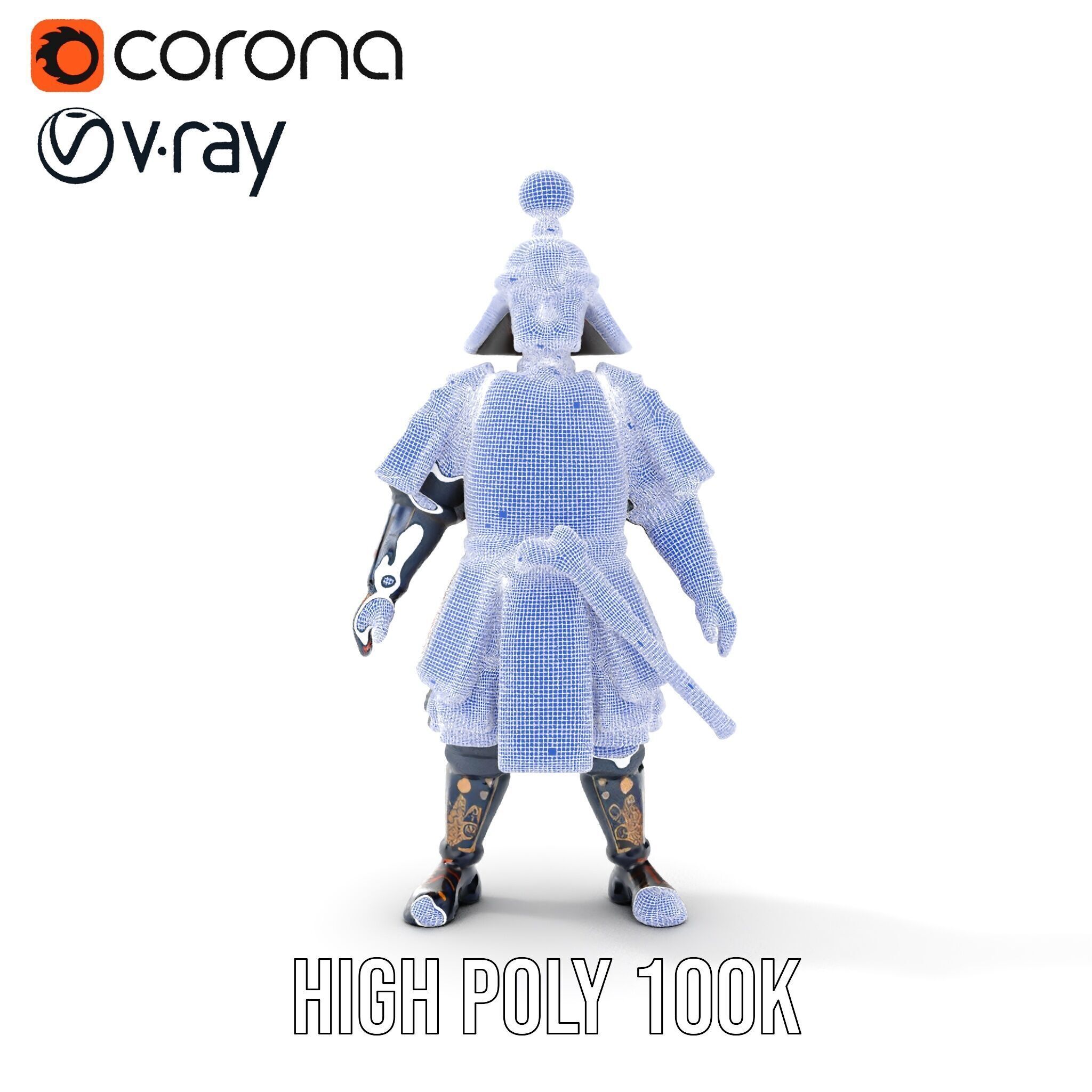 Samurai Warrior Rigged and Animated D Character Model Low-poly 3D model_33
