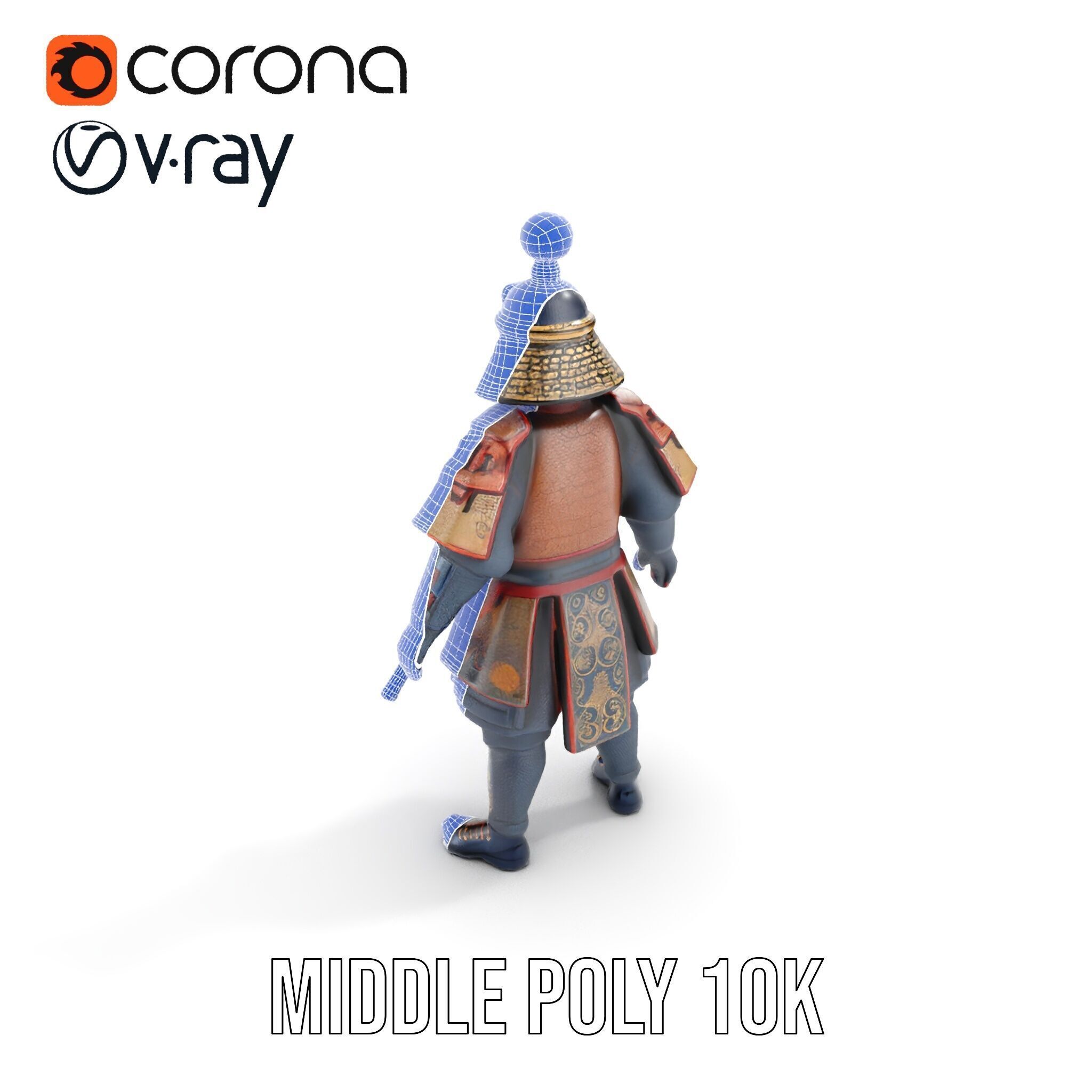 Samurai Warrior Rigged and Animated D Character Model Low-poly 3D model_31