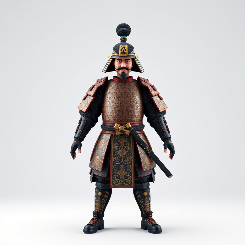 Samurai Warrior Rigged and Animated D Character Model Low-poly 3D model_2
