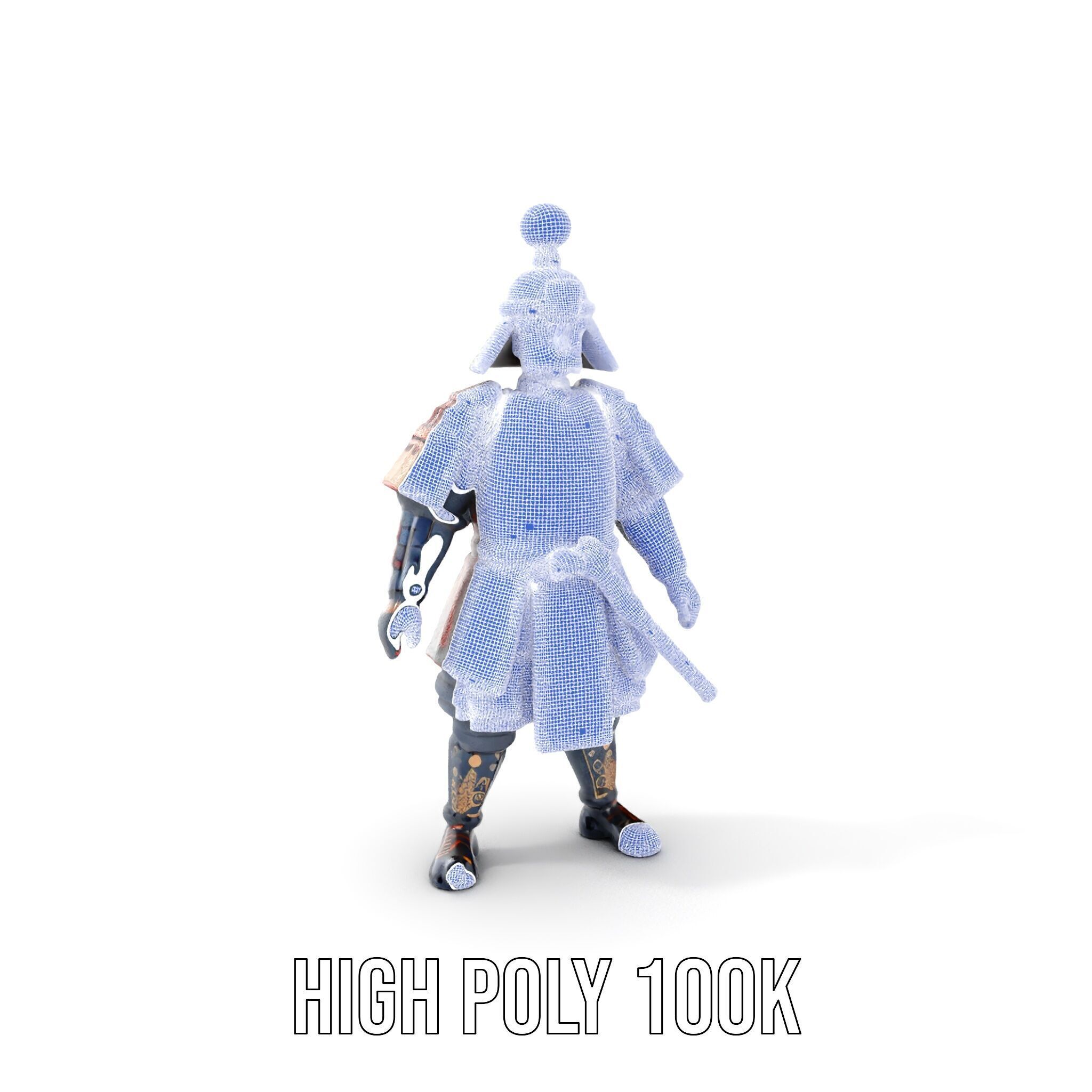 Samurai Warrior Rigged and Animated D Character Model Low-poly 3D model_4