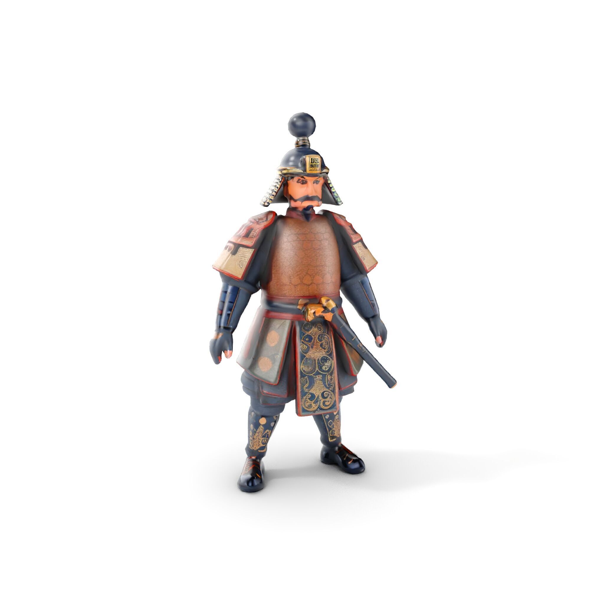 Samurai Warrior Rigged and Animated D Character Model Low-poly 3D model_12