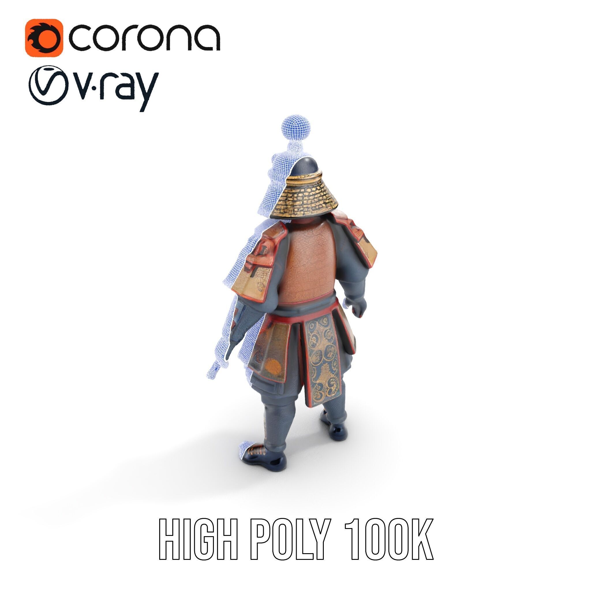 Samurai Warrior Rigged and Animated D Character Model Low-poly 3D model_38