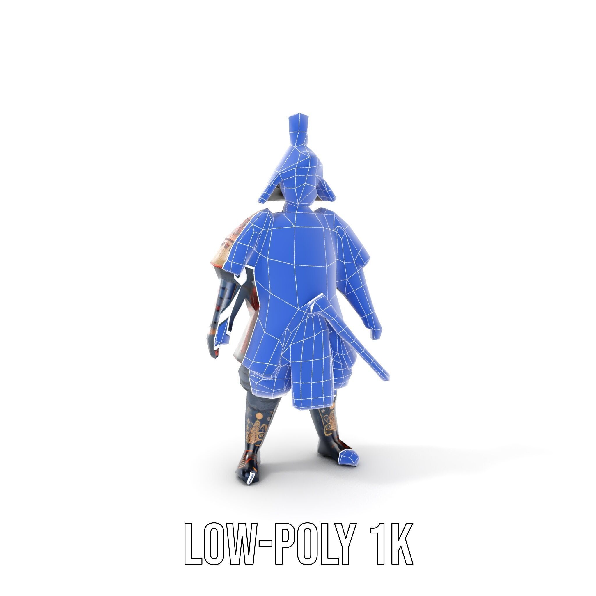 Samurai Warrior Rigged and Animated D Character Model Low-poly 3D model_13