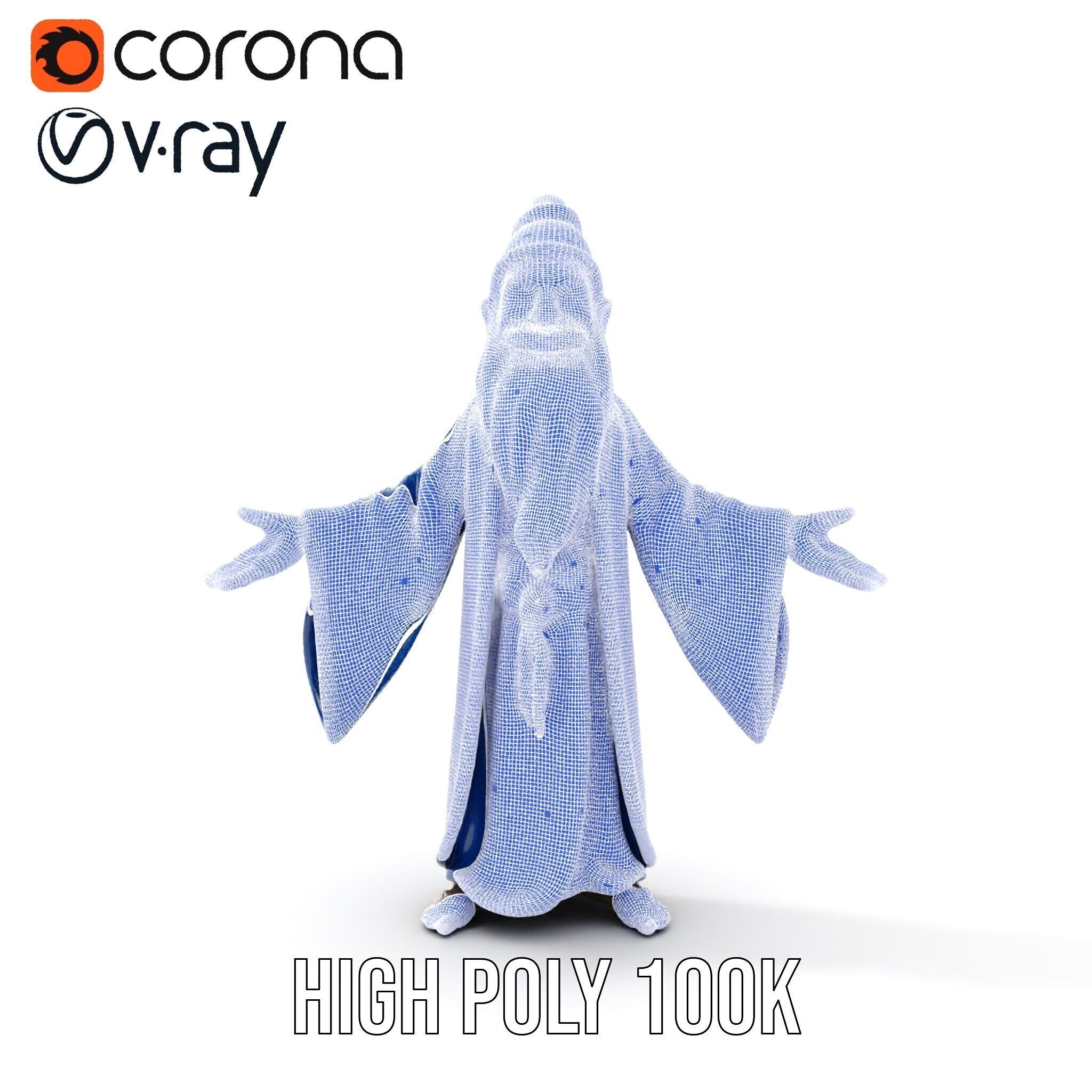 Wise Wizard Character Model  Rigged and Animated Low-poly 3D model_37