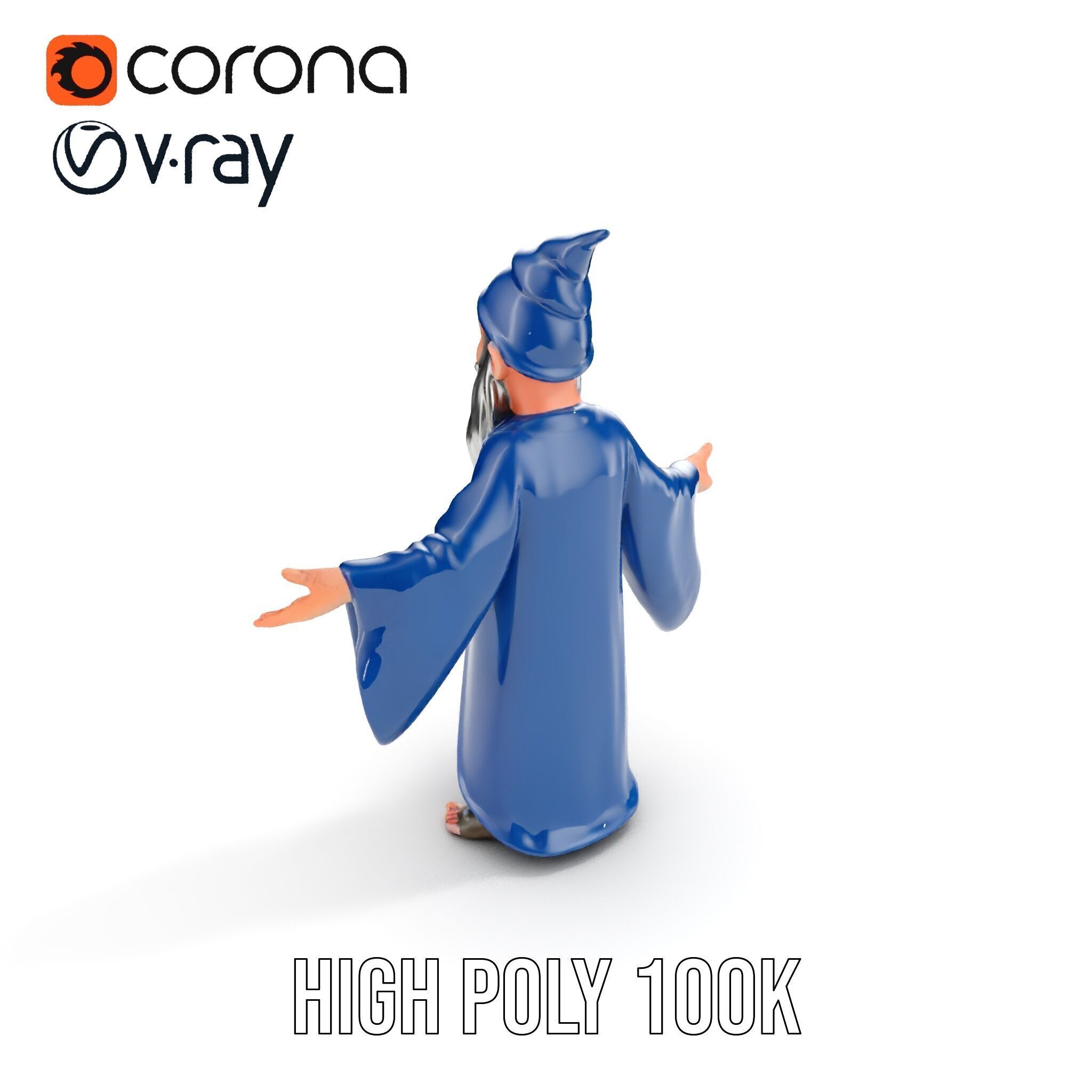 Wise Wizard Character Model  Rigged and Animated Low-poly 3D model_21