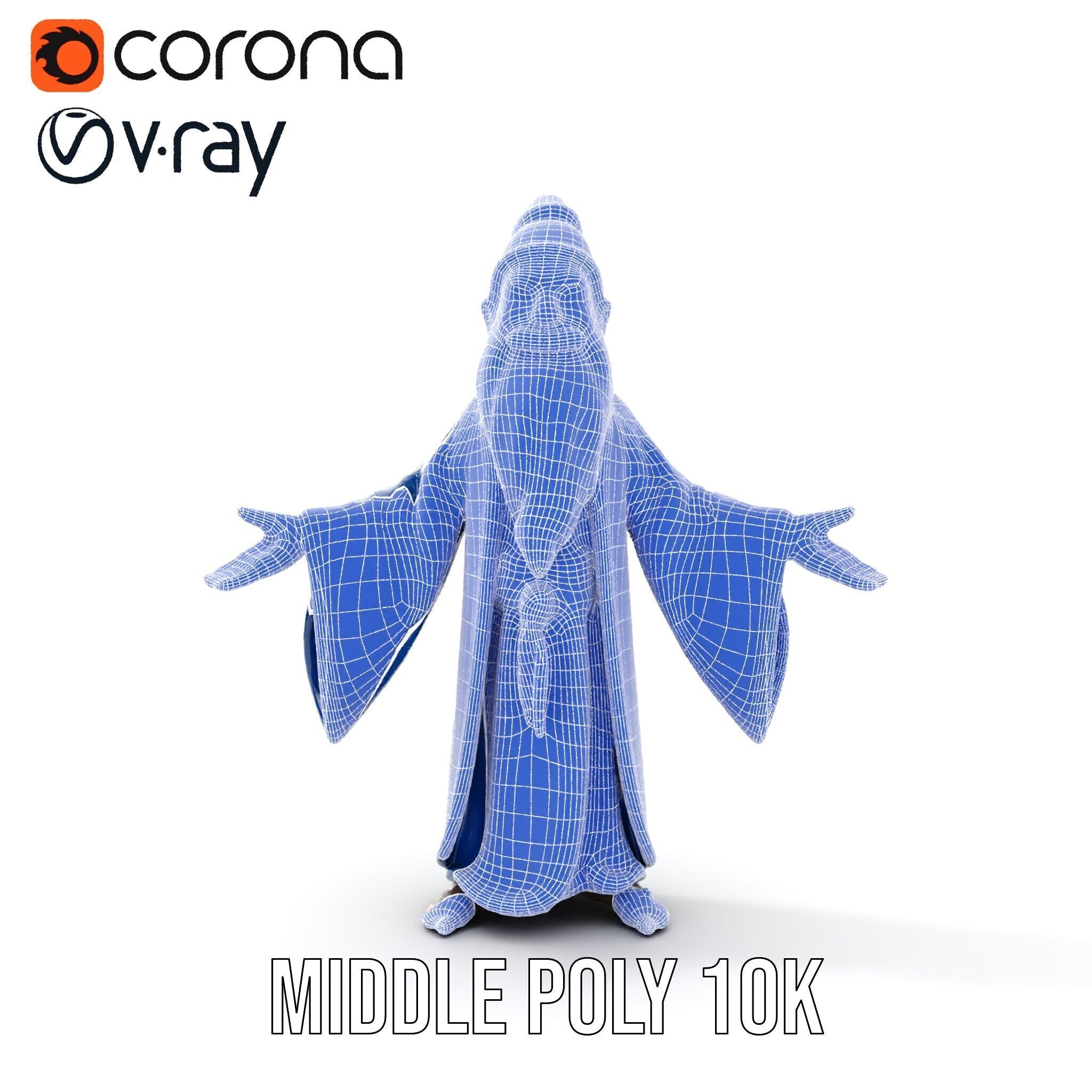 Wise Wizard Character Model  Rigged and Animated Low-poly 3D model_36