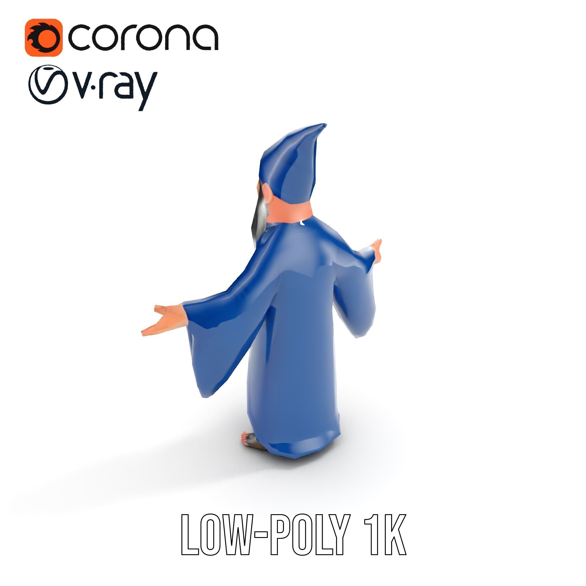 Wise Wizard Character Model  Rigged and Animated Low-poly 3D model_7