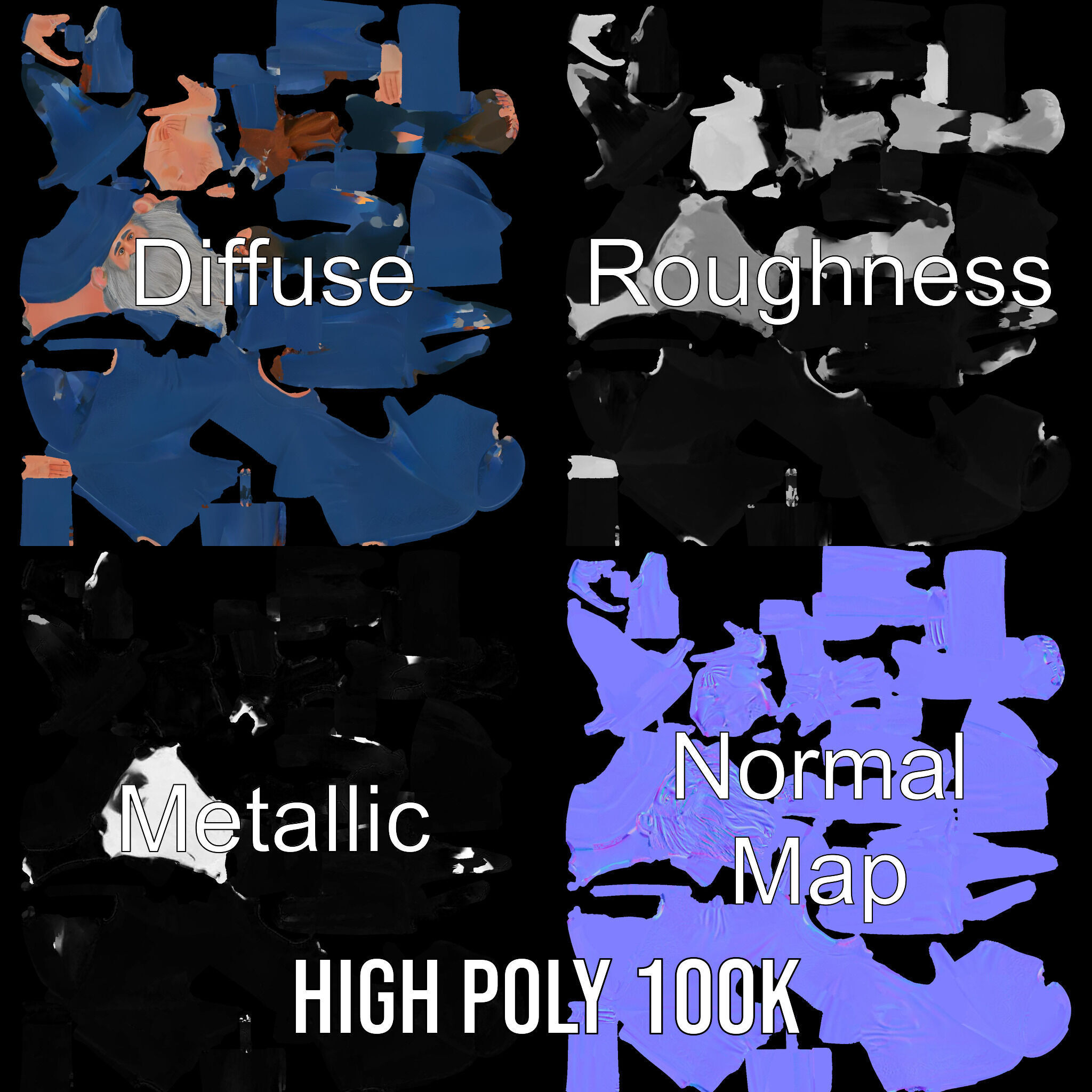 Wise Wizard Character Model  Rigged and Animated Low-poly 3D model_3