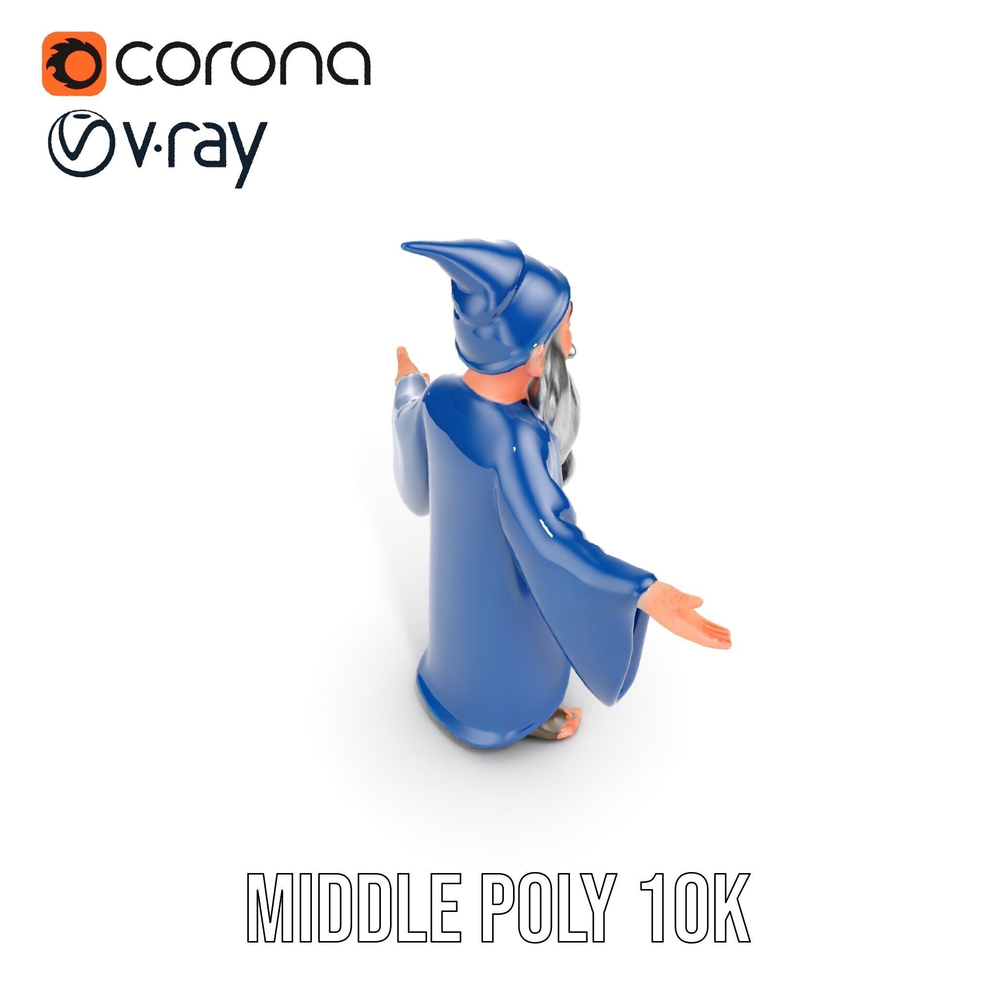 Wise Wizard Character Model  Rigged and Animated Low-poly 3D model_17