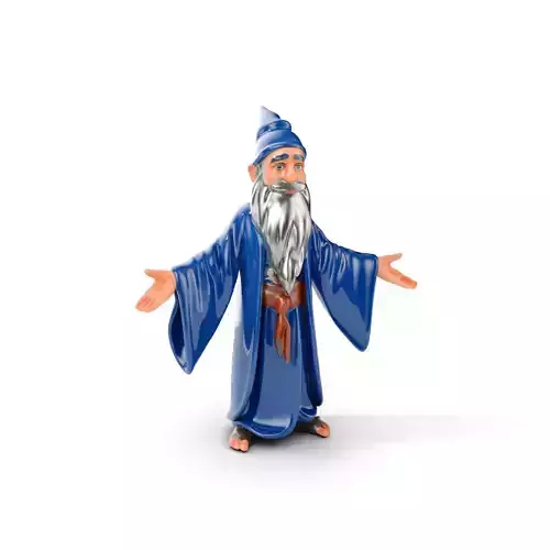 Wise Wizard Character Model  Rigged and Animated