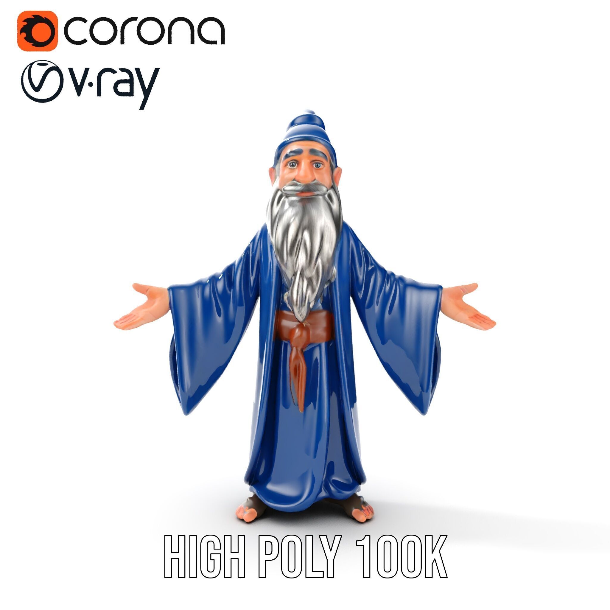 Wise Wizard Character Model  Rigged and Animated Low-poly 3D model_39