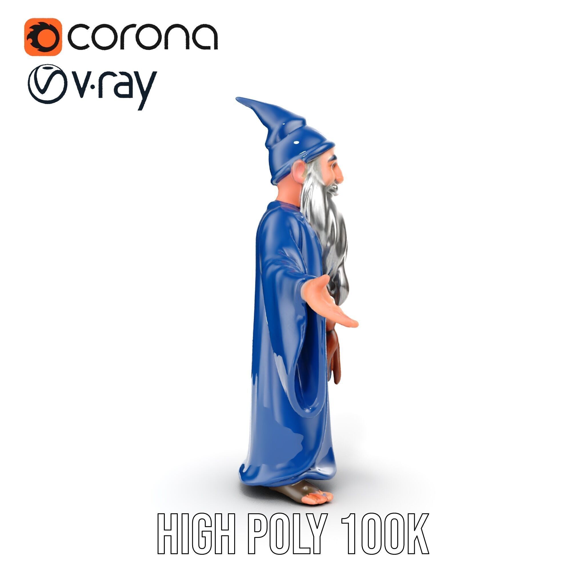 Wise Wizard Character Model  Rigged and Animated Low-poly 3D model_33