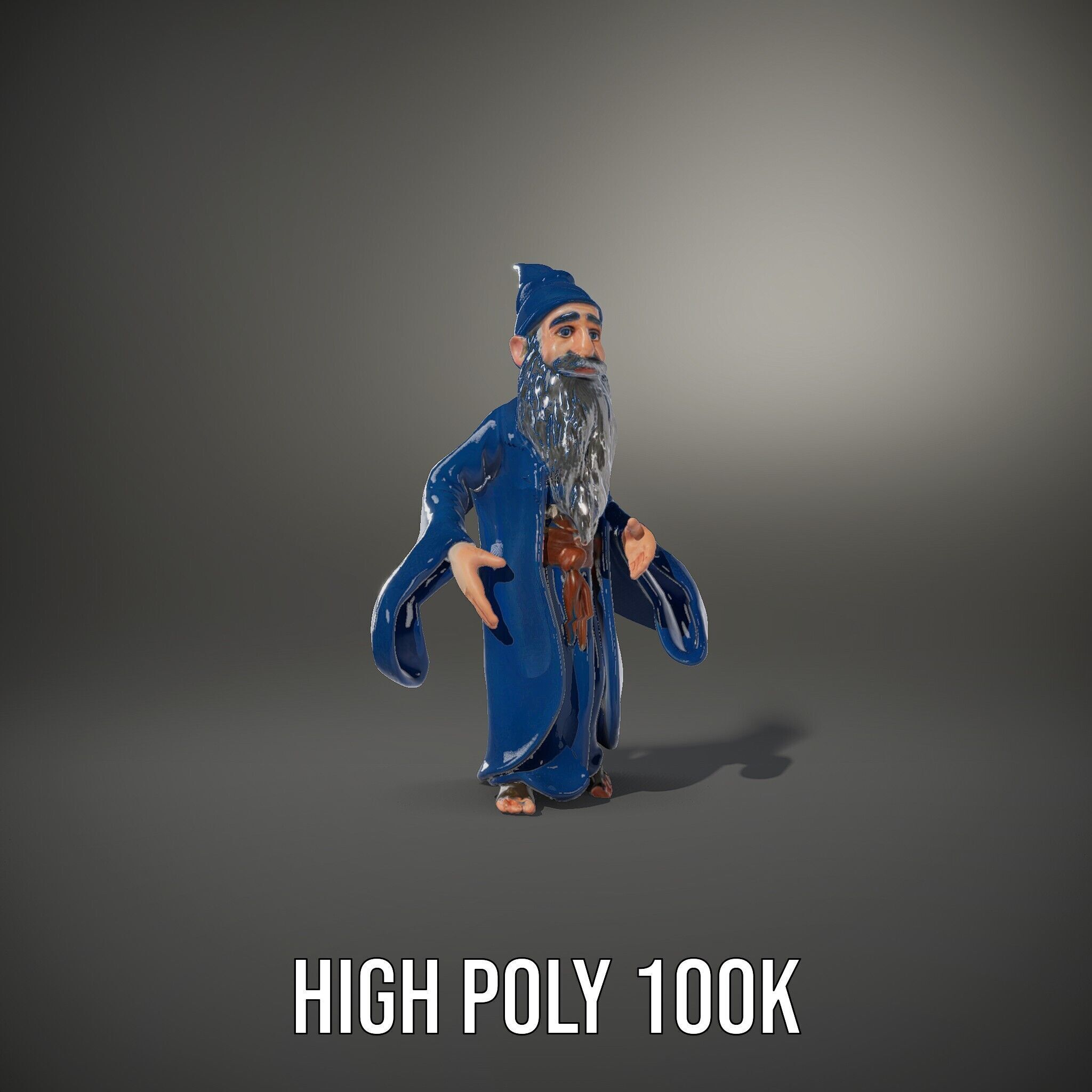 Wise Wizard Character Model  Rigged and Animated Low-poly 3D model_11