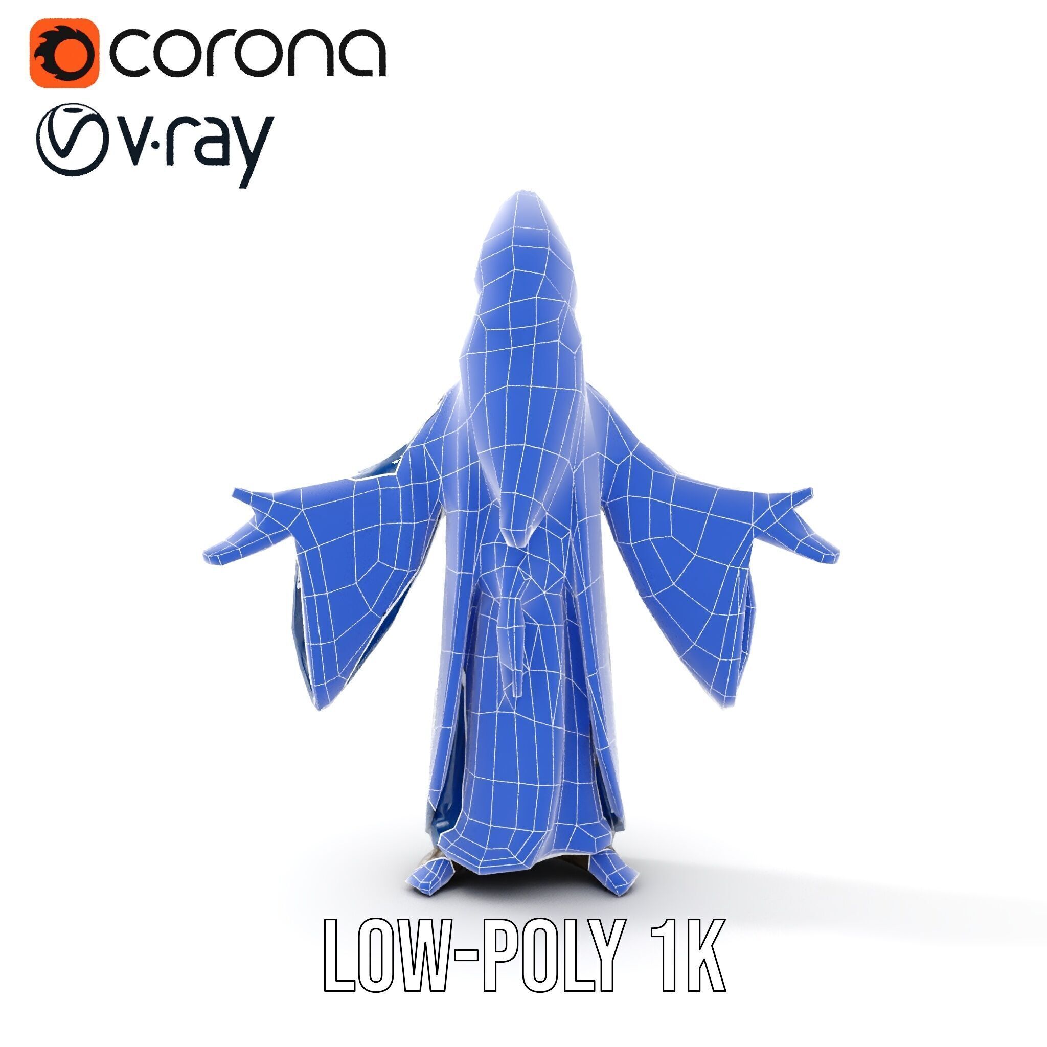 Wise Wizard Character Model  Rigged and Animated Low-poly 3D model_26