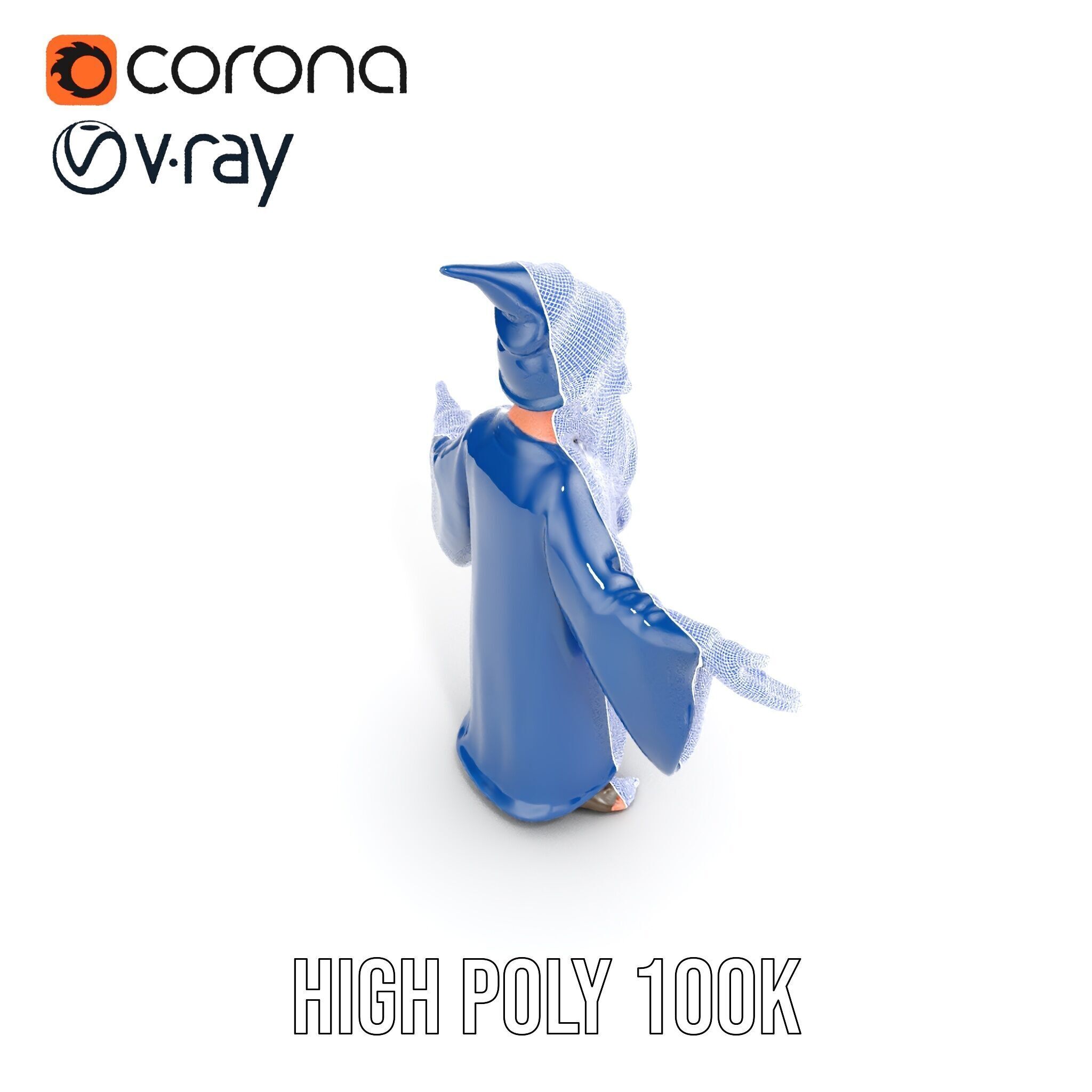 Wise Wizard Character Model  Rigged and Animated Low-poly 3D model_27