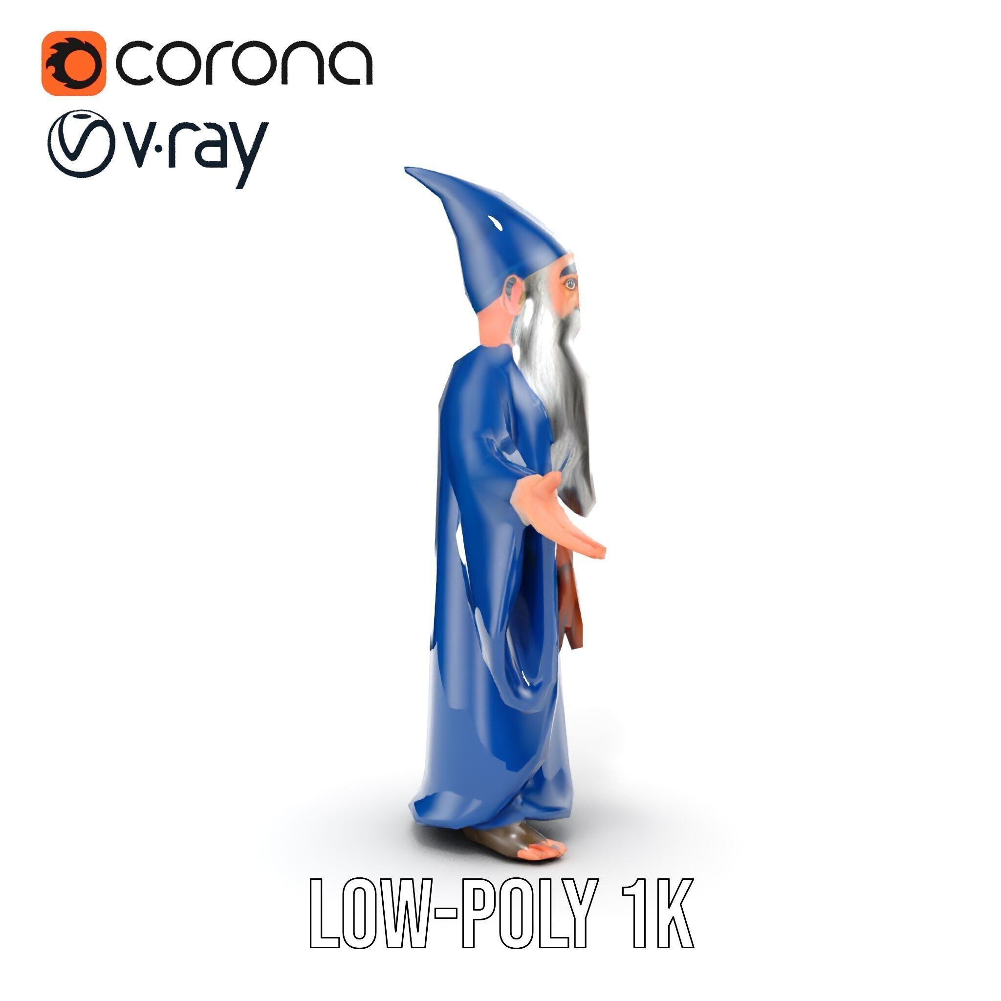 Wise Wizard Character Model  Rigged and Animated Low-poly 3D model_23