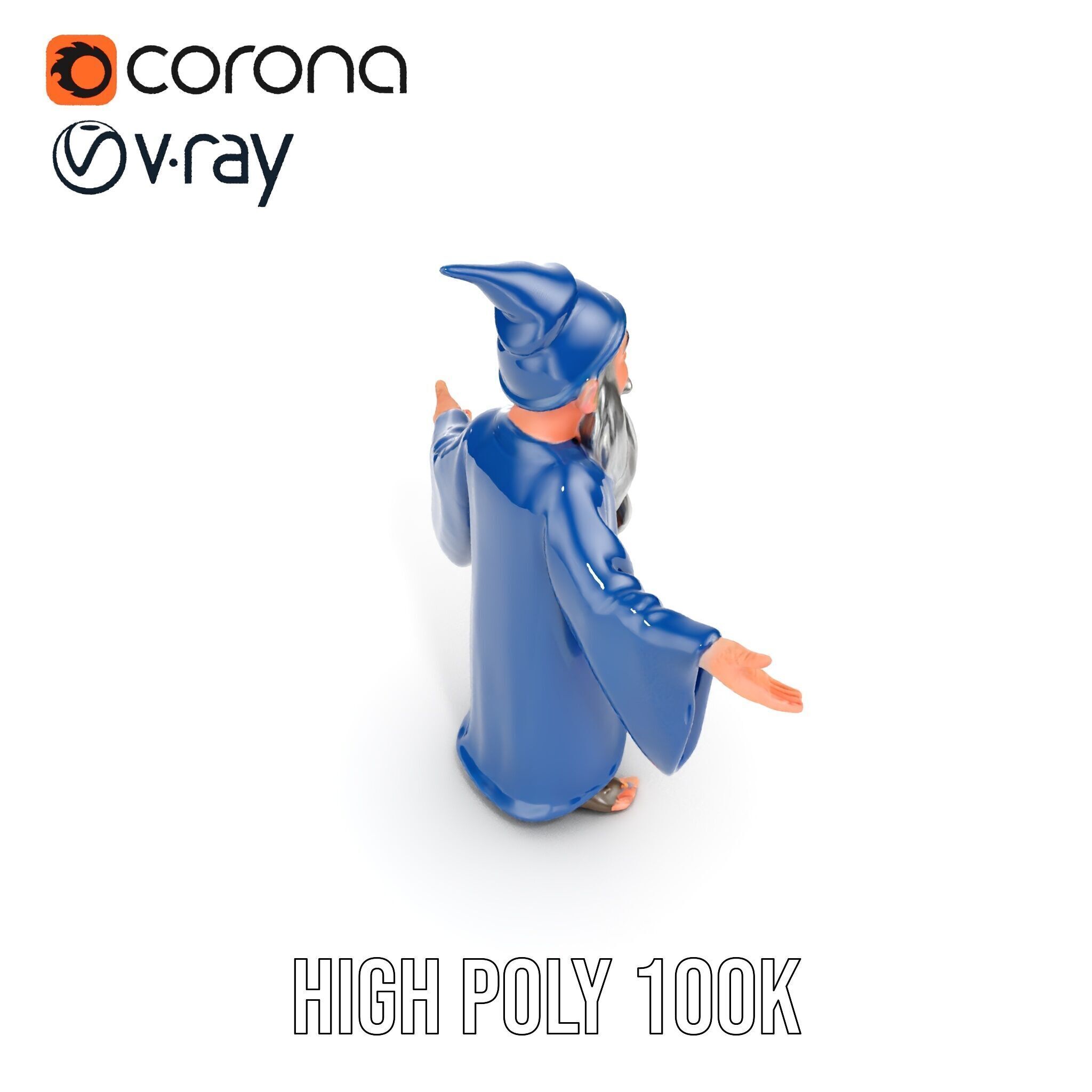 Wise Wizard Character Model  Rigged and Animated Low-poly 3D model_24