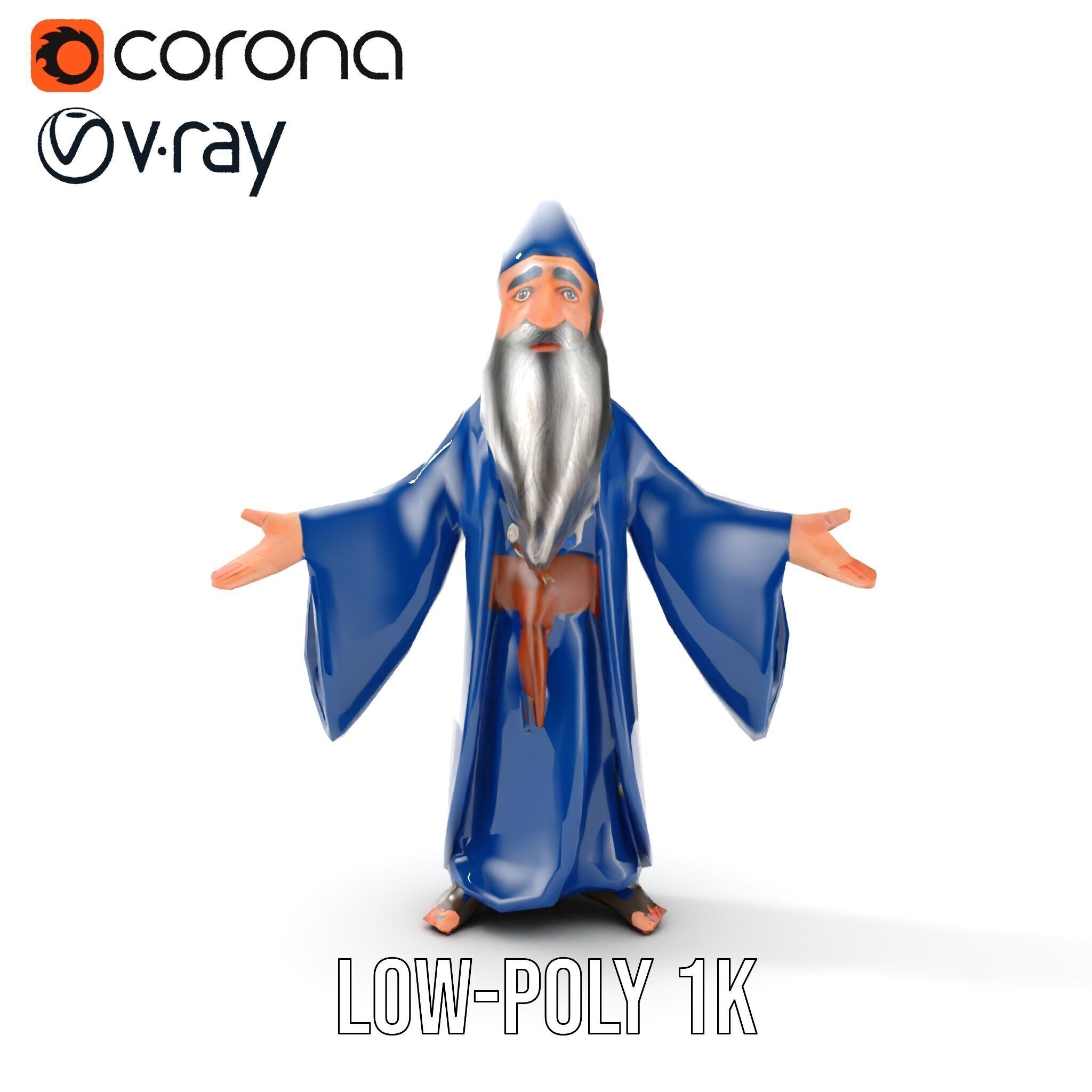 Wise Wizard Character Model  Rigged and Animated Low-poly 3D model_18