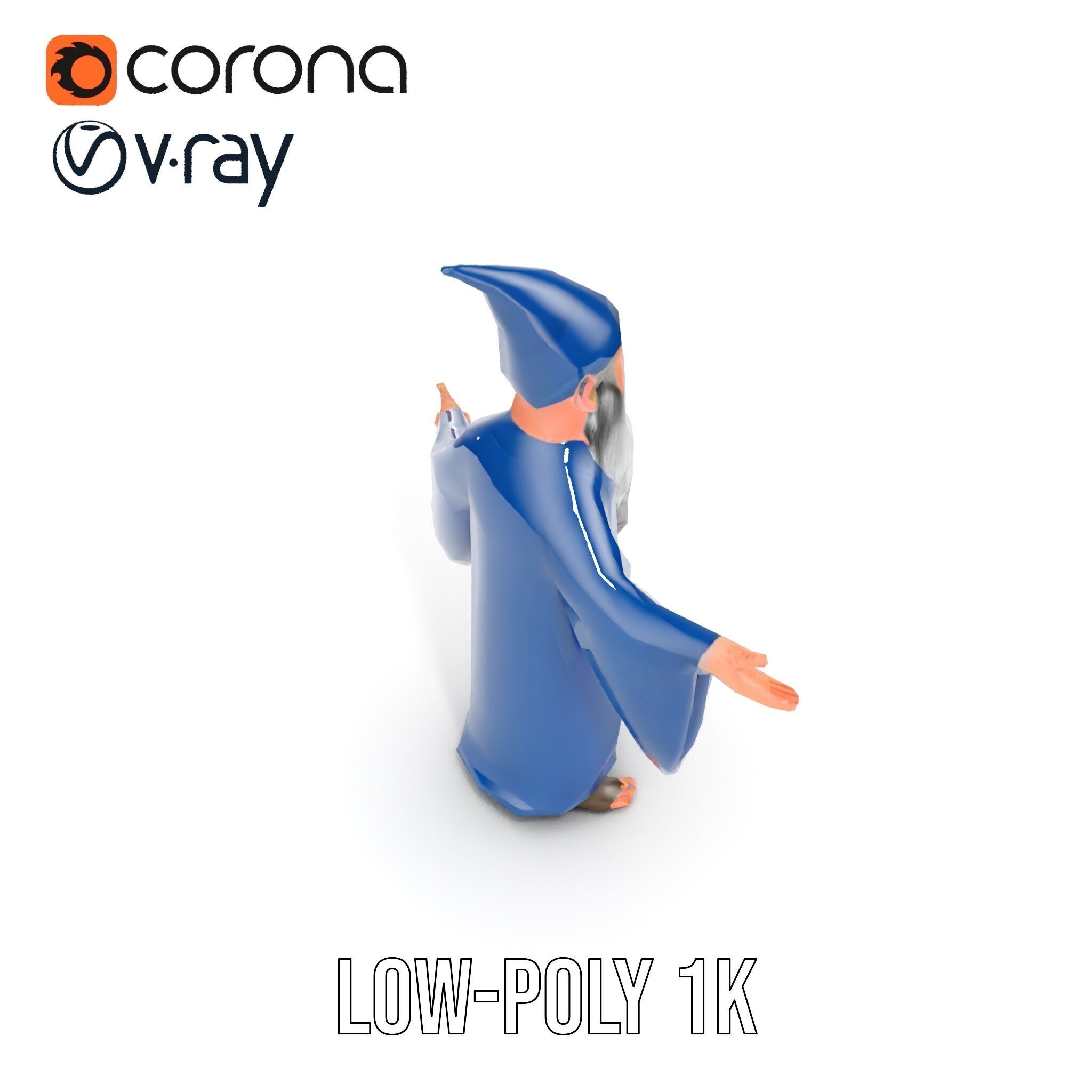 Wise Wizard Character Model  Rigged and Animated Low-poly 3D model_20