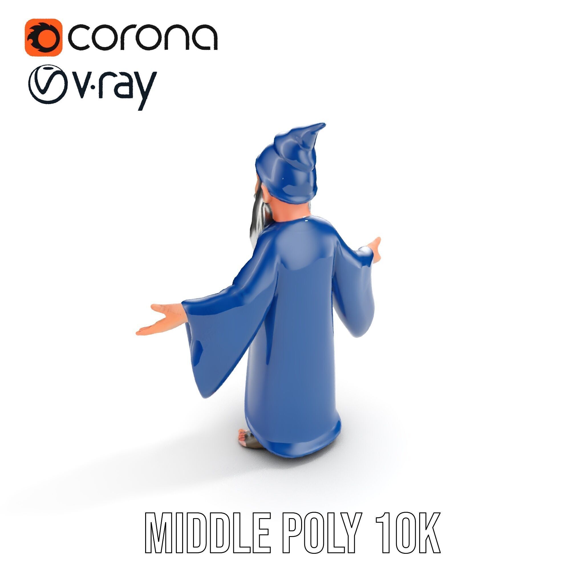 Wise Wizard Character Model  Rigged and Animated Low-poly 3D model_15
