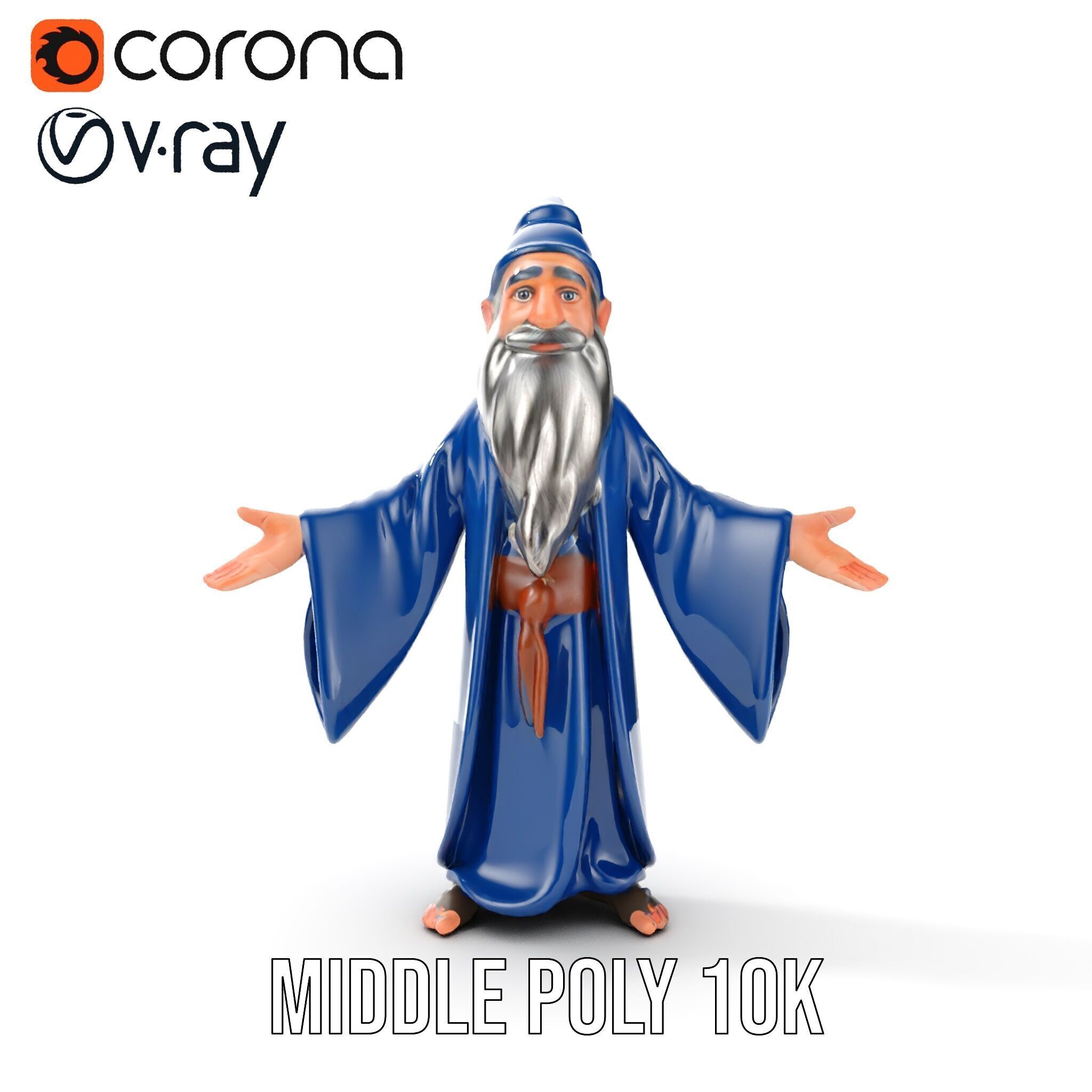 Wise Wizard Character Model  Rigged and Animated Low-poly 3D model_19