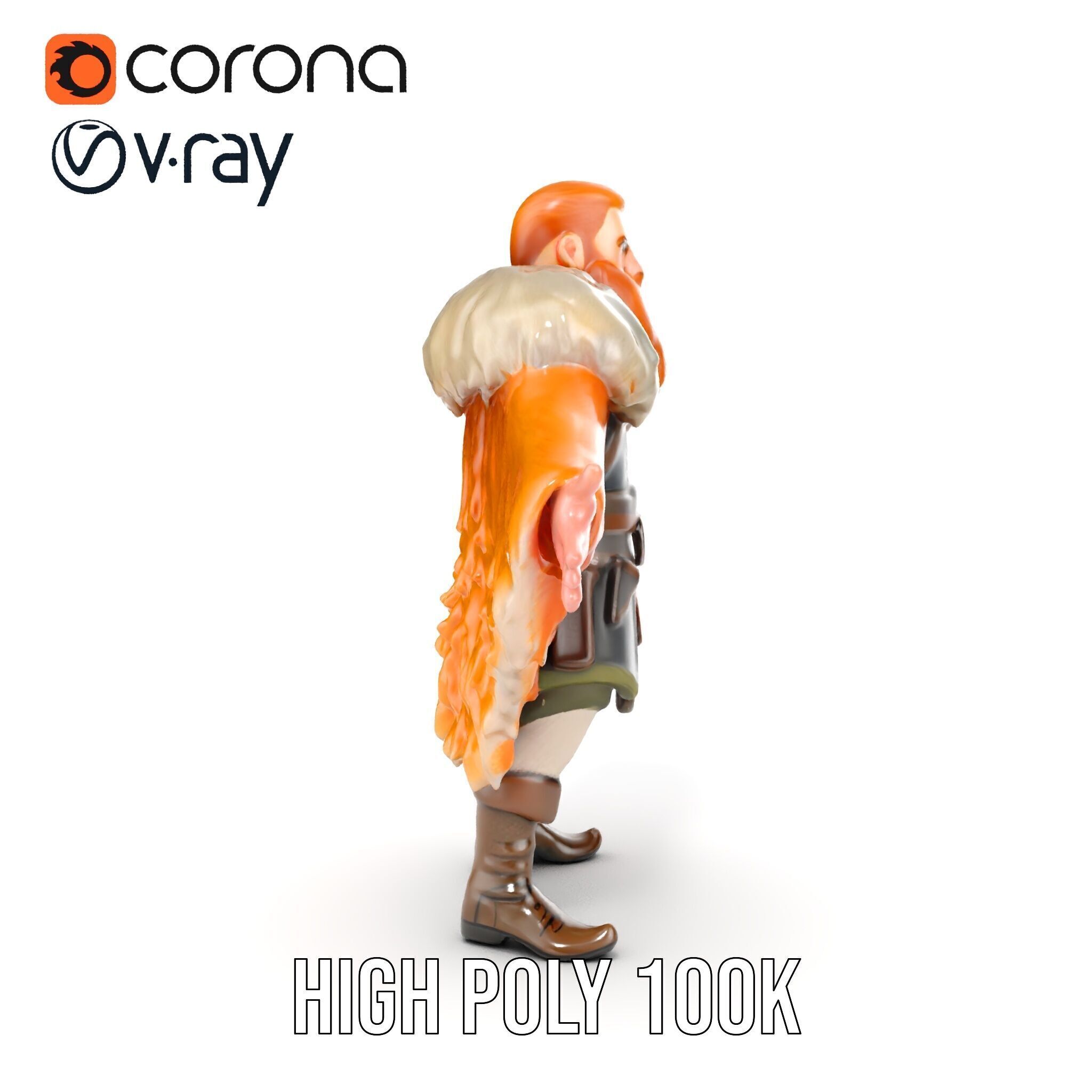 Fierce Viking Warrior Rigged and Animated D Character Model Low-poly 3D model_24