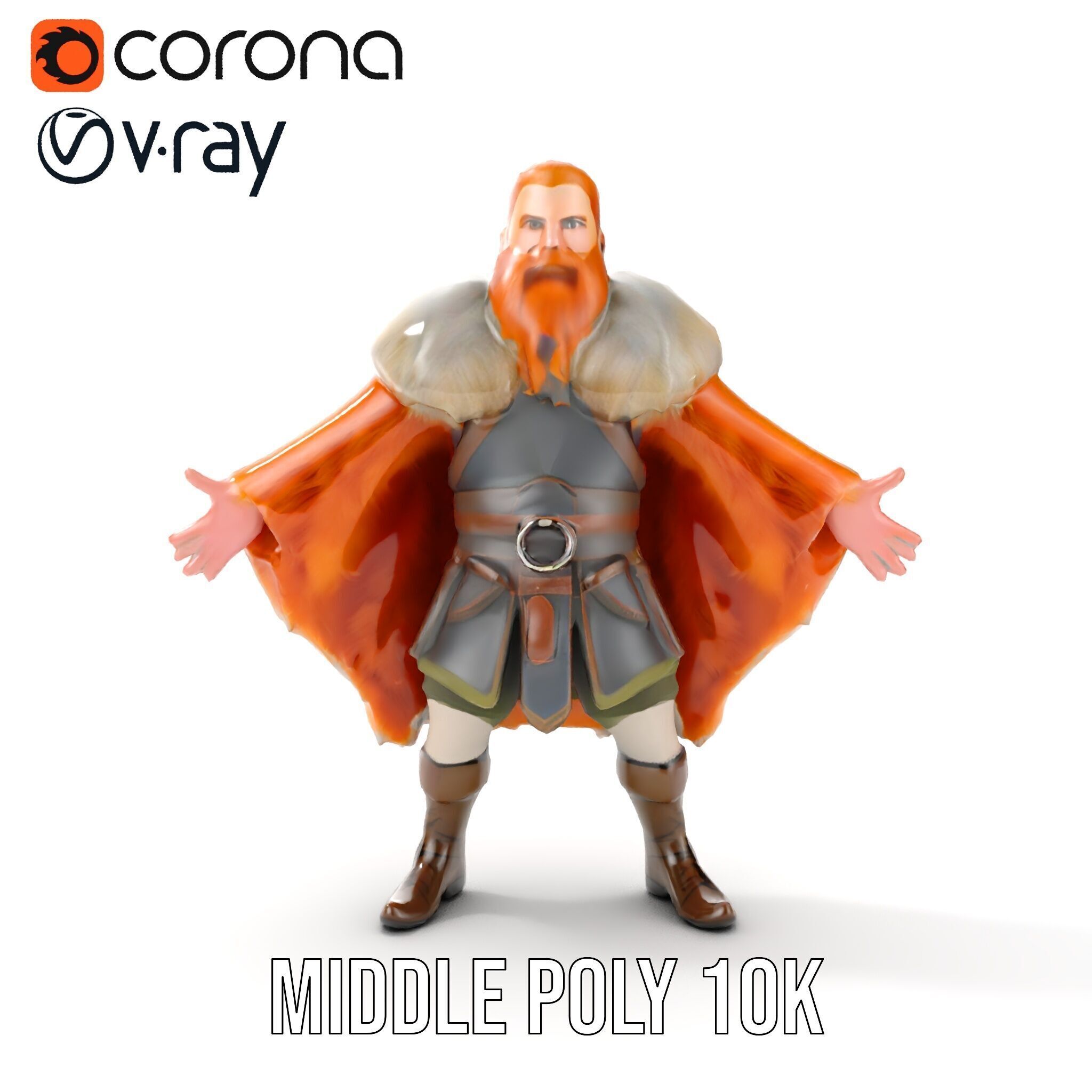 Fierce Viking Warrior Rigged and Animated D Character Model Low-poly 3D model_20