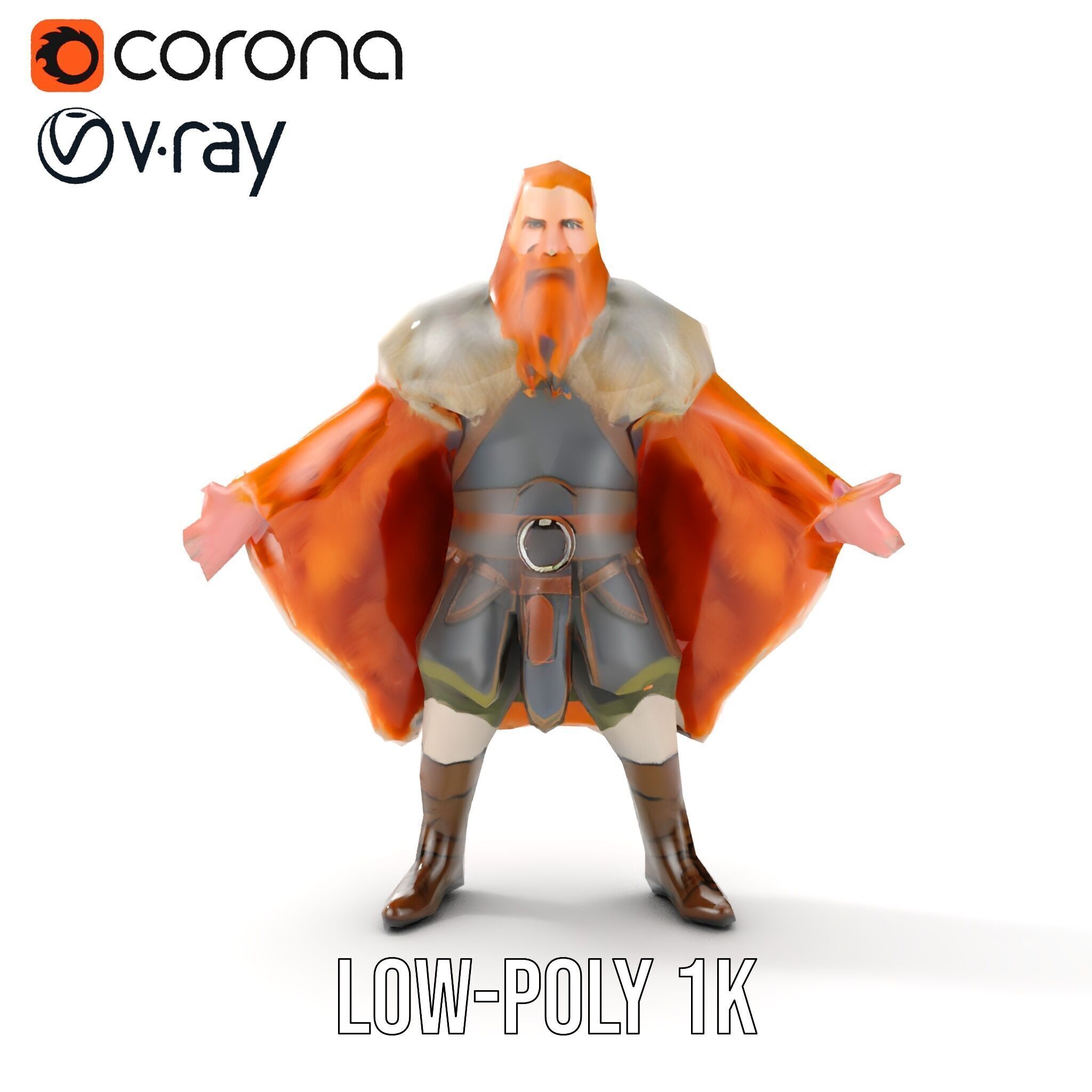 Fierce Viking Warrior Rigged and Animated D Character Model Low-poly 3D model_10