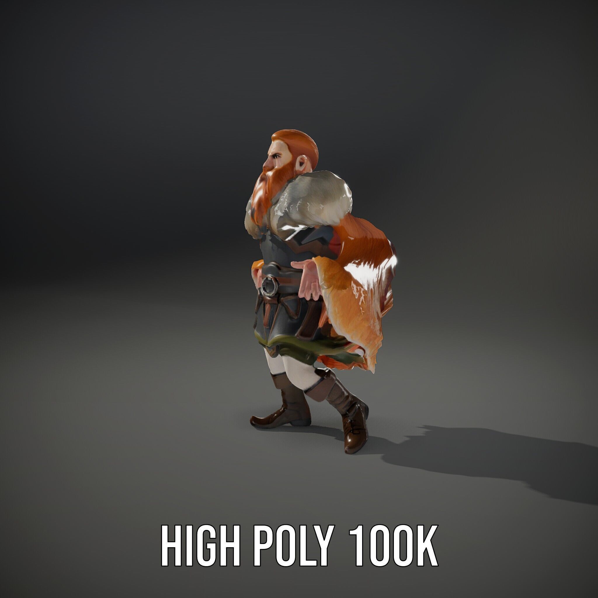 Fierce Viking Warrior Rigged and Animated D Character Model Low-poly 3D model_8