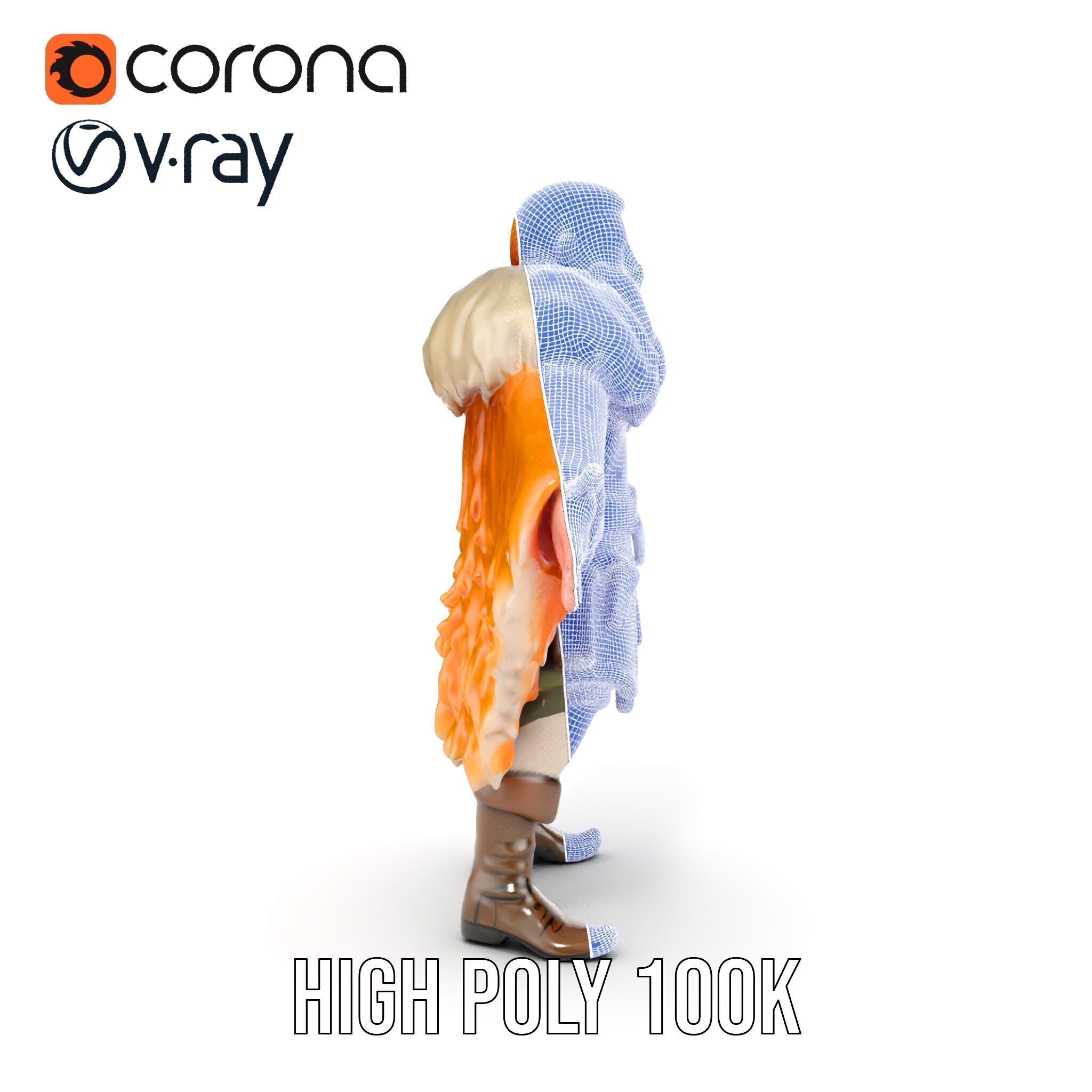 Fierce Viking Warrior Rigged and Animated D Character Model Low-poly 3D model_40