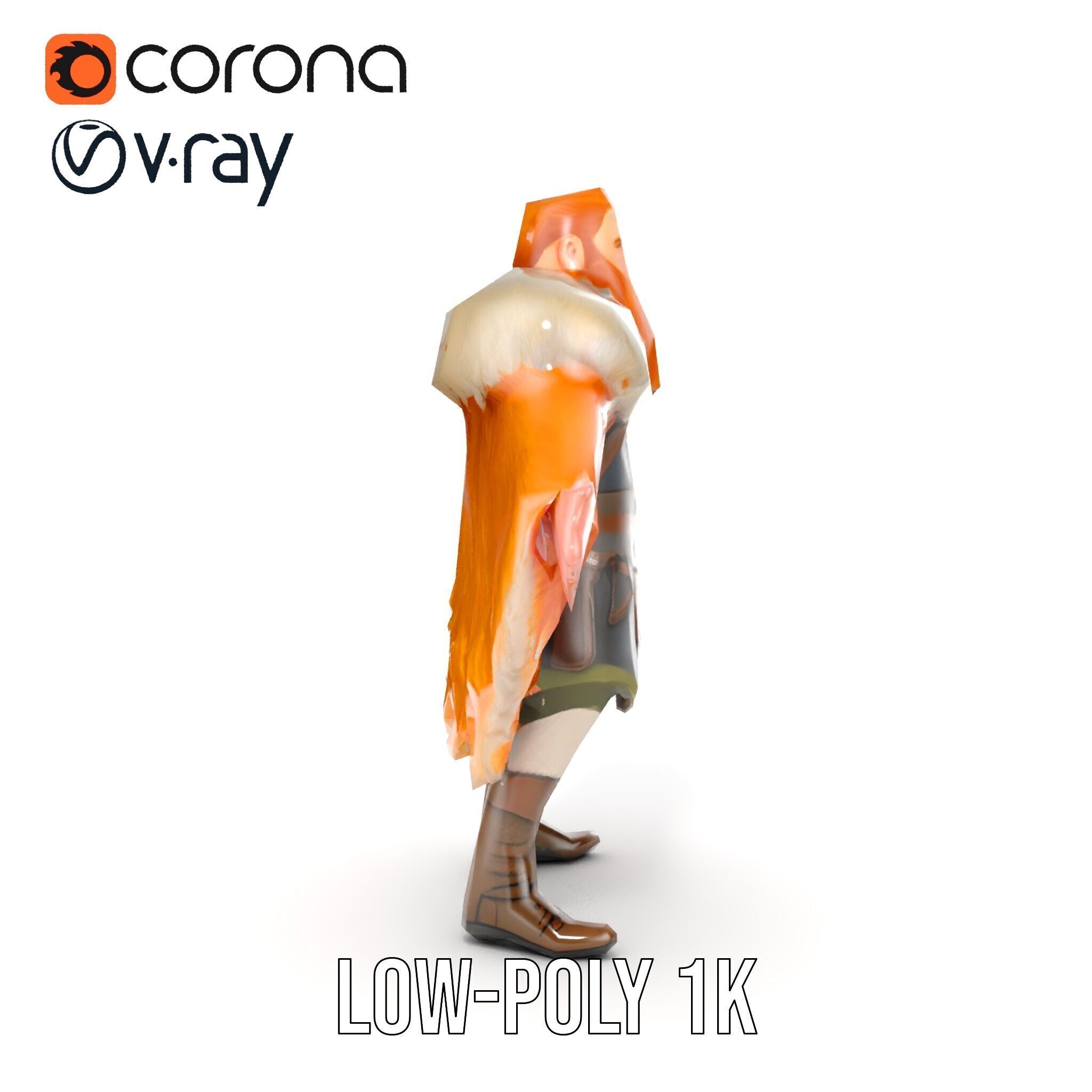 Fierce Viking Warrior Rigged and Animated D Character Model Low-poly 3D model_32