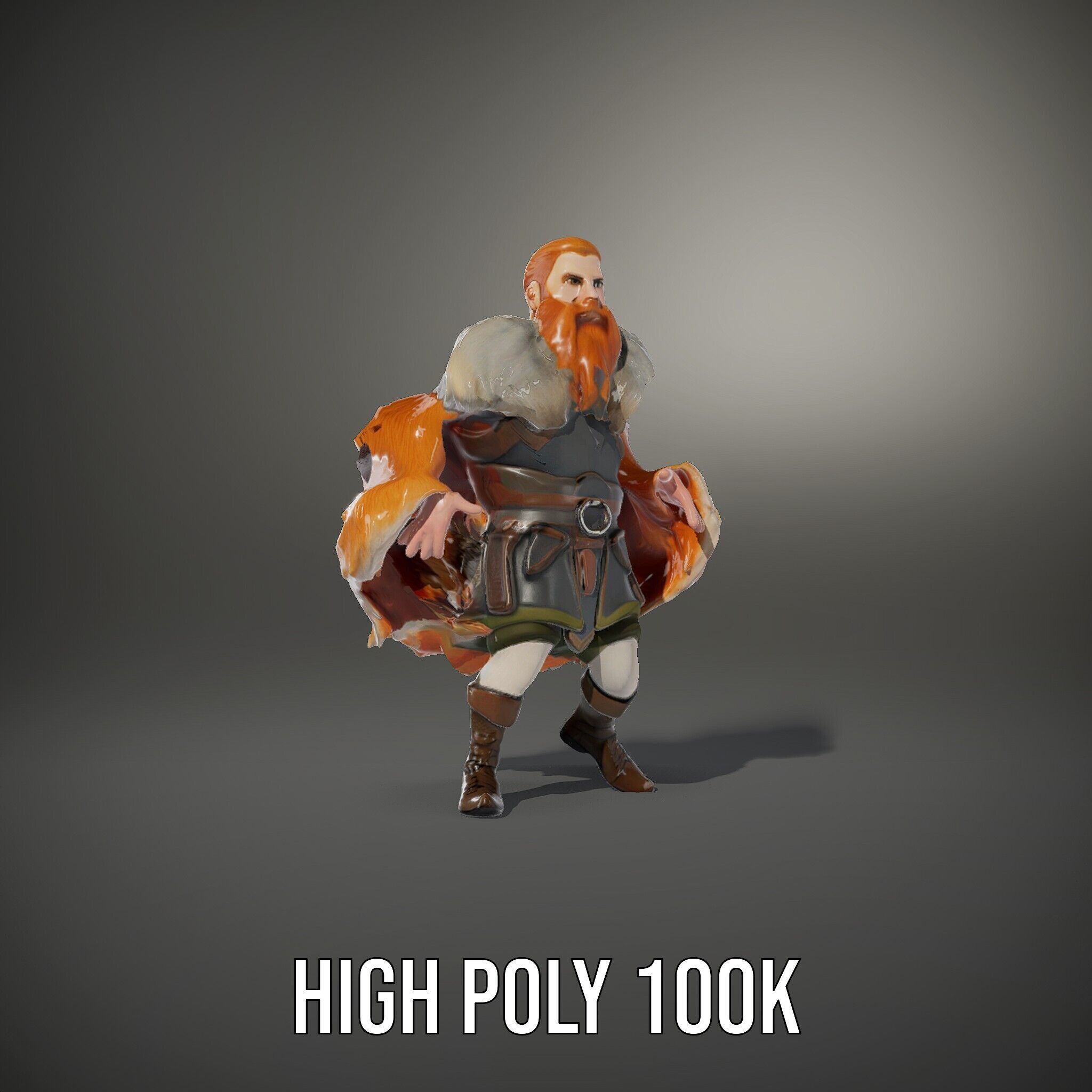 Fierce Viking Warrior Rigged and Animated D Character Model Low-poly 3D model_11