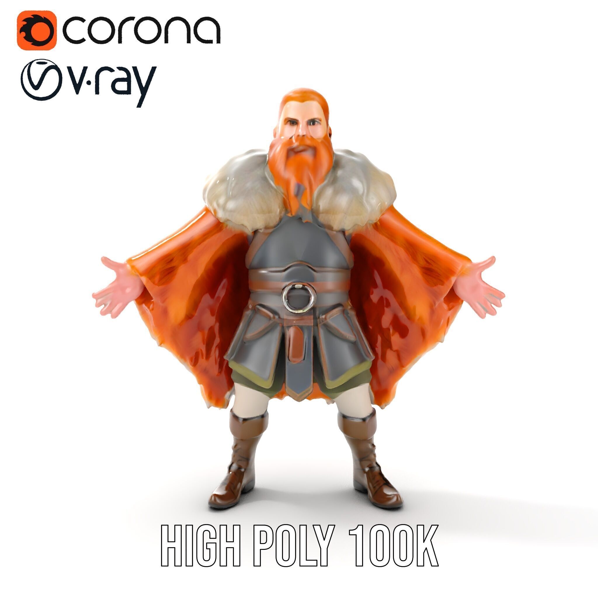 Fierce Viking Warrior Rigged and Animated D Character Model Low-poly 3D model_38