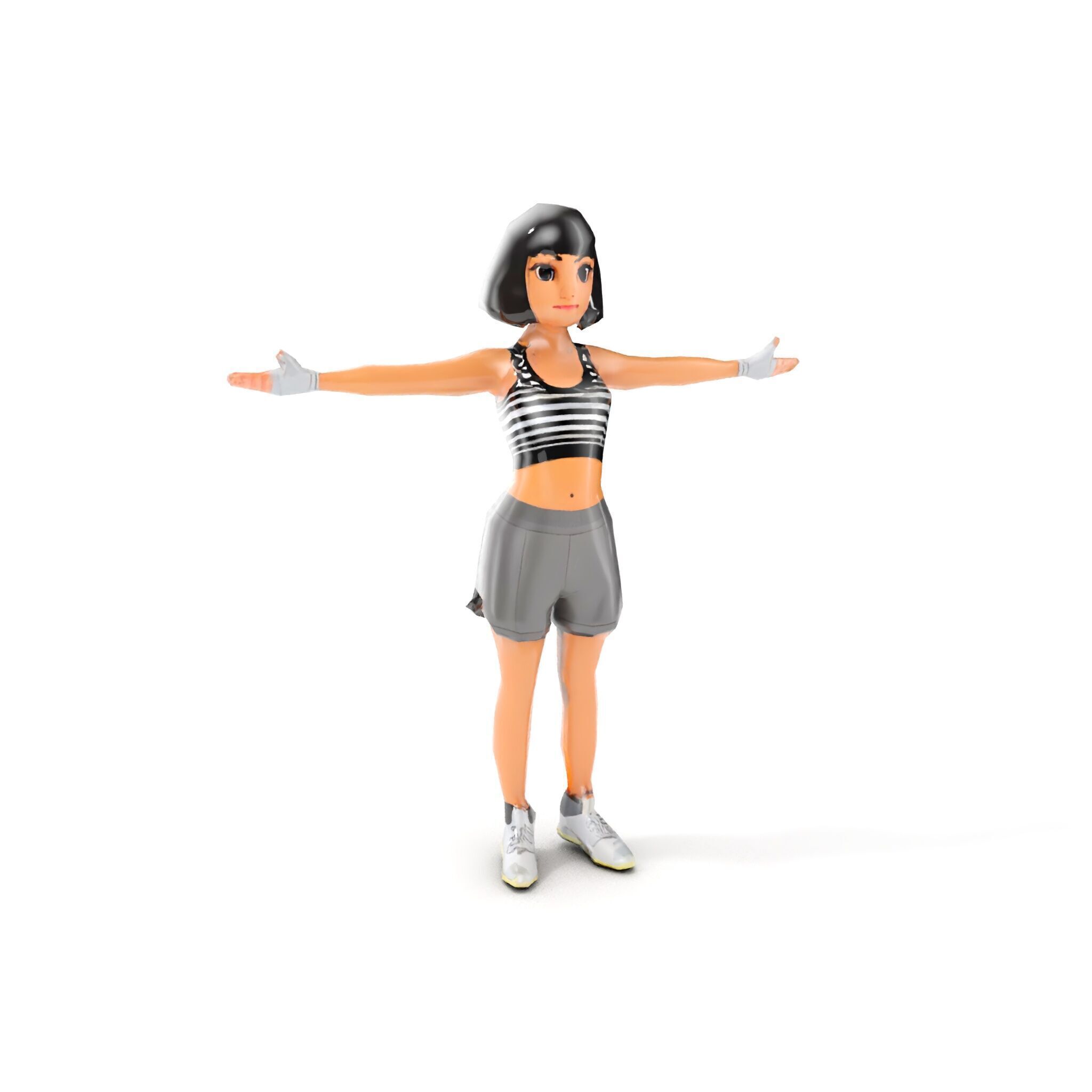 Athletic Female Character Rigged and Animated Low-poly 3D model_13