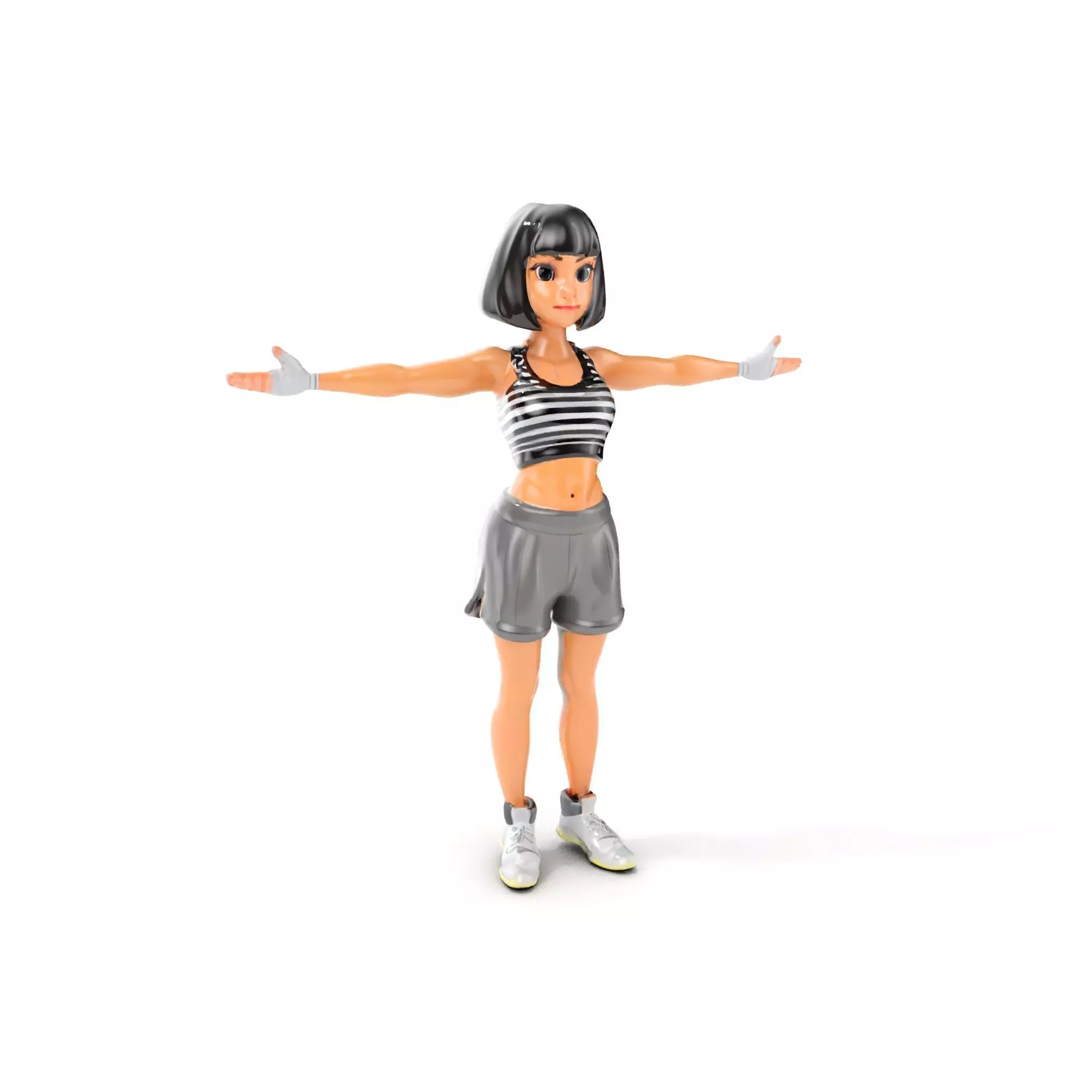 Athletic Female Character Rigged and Animated Low-poly 3D model_0