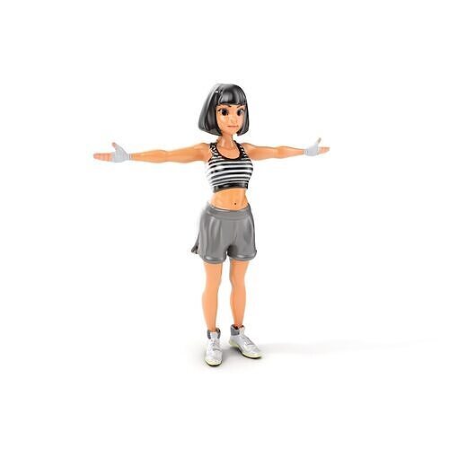 Athletic Female Character Rigged and Animated Low-poly 3D model