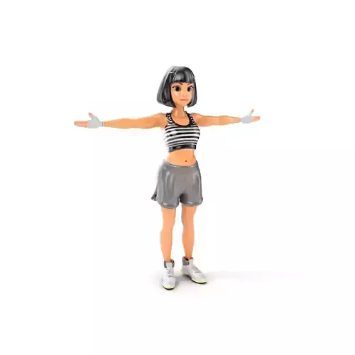 Athletic Female Character Rigged and Animated Low-poly 3D model